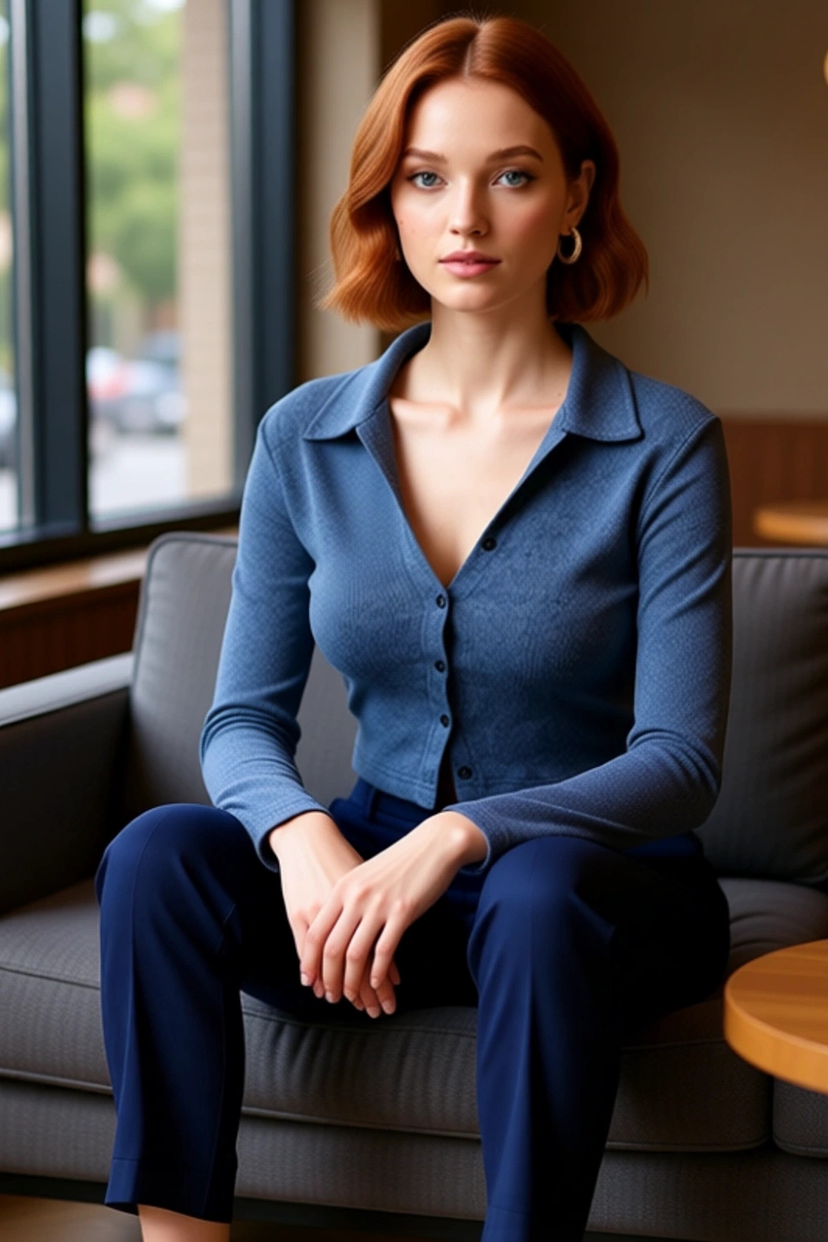 Kadın Fitted Polo Yaka Gömlek Yaka Düğme Detaylı Bluz Uzun Kollu Vücuda Oturan Esnek Örme Kışlık