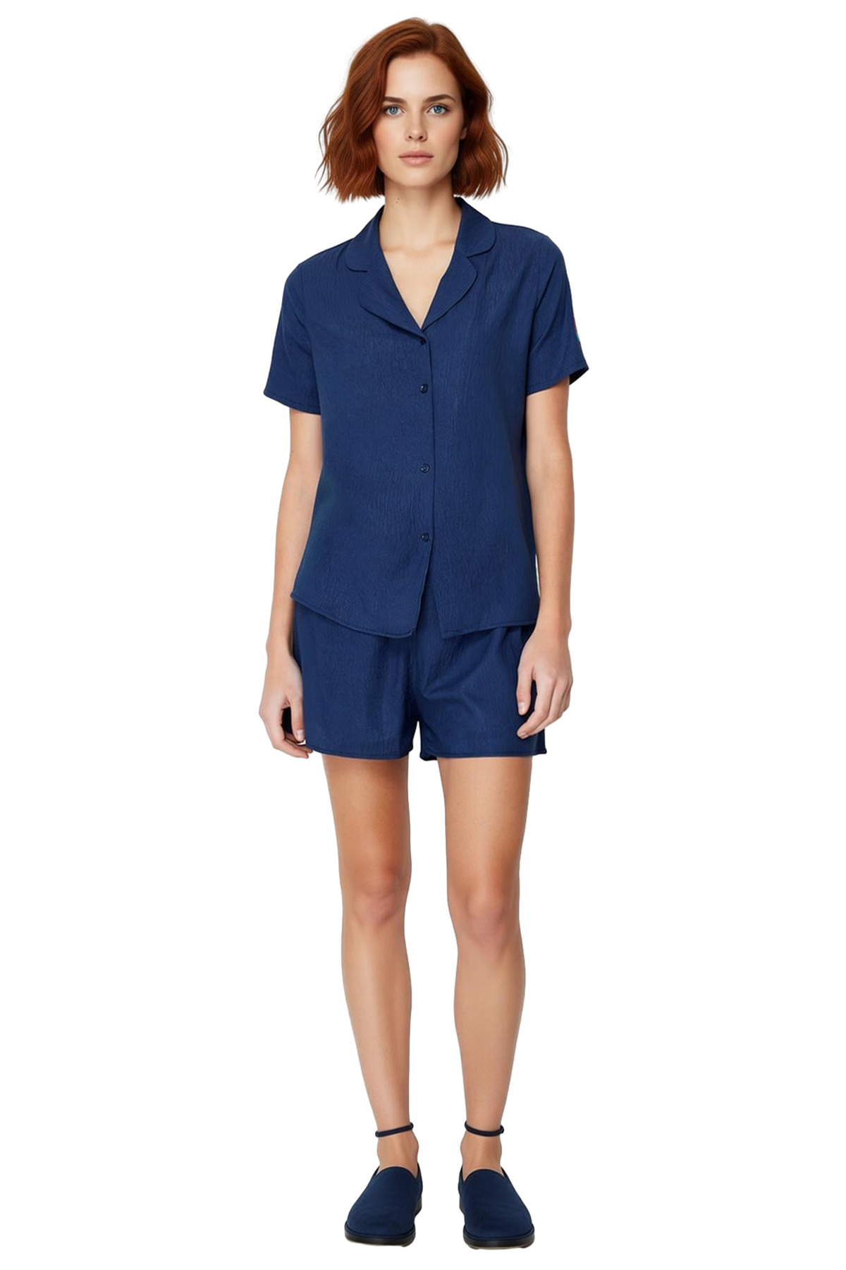 Kadın Viskon Saten Pijama Takımı Karpuz Nakışlı Kısa Kollu Rahat Dayanıklı Malzeme