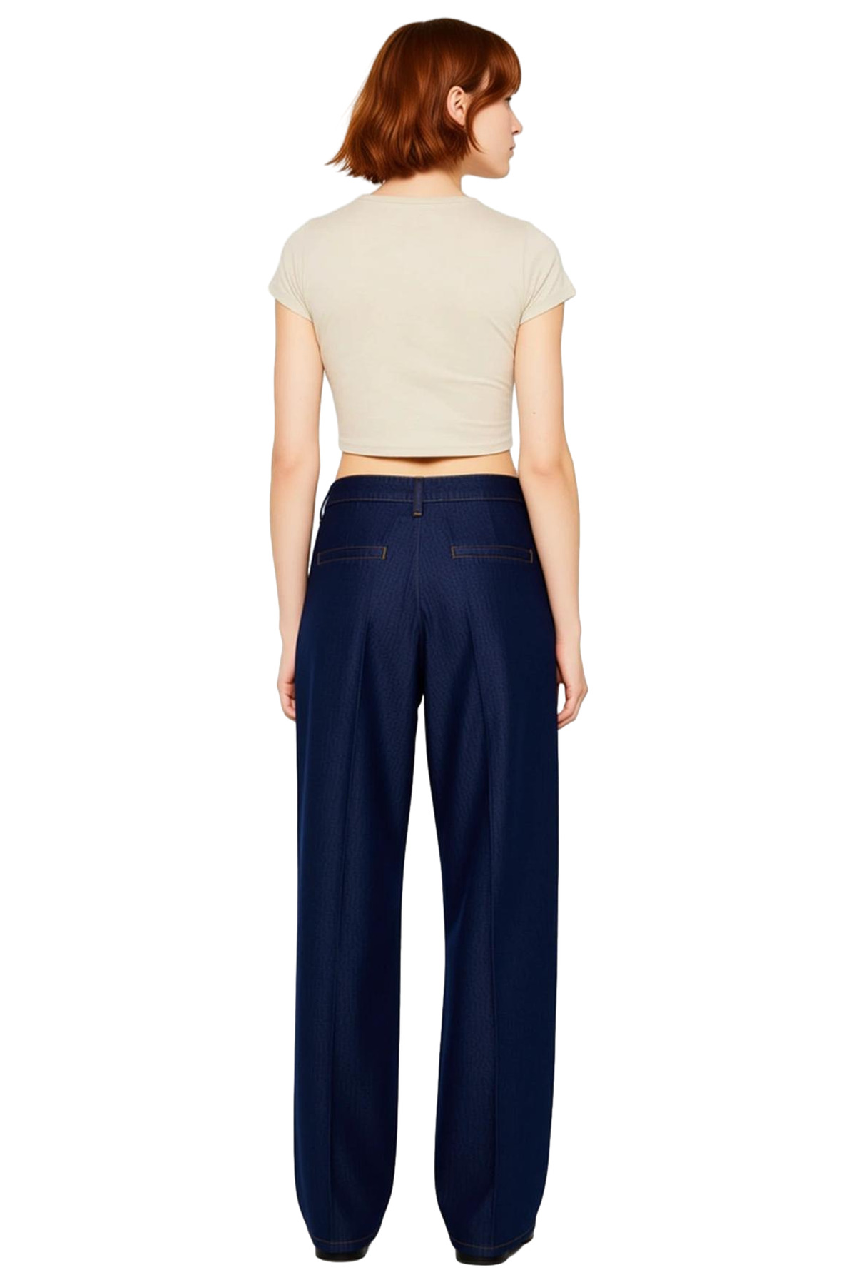 Kadin Koyu Pileli Wide Leg Denim Pantolon Fonksiyonel Dayanıklı Kaliteli Konforlu Estetik Şık