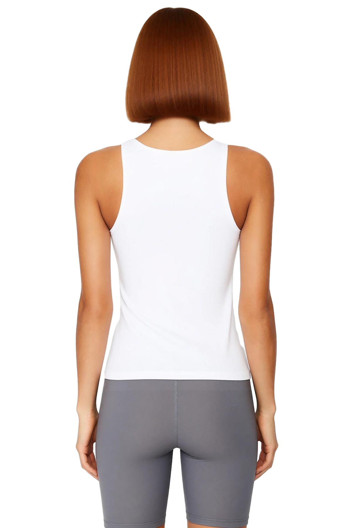 Kadın Kare Yaka Örme Spor Üst Bluz Kalın Askılı Dalgıç Kumaş Yazlık Sporwear Koleksiyonu