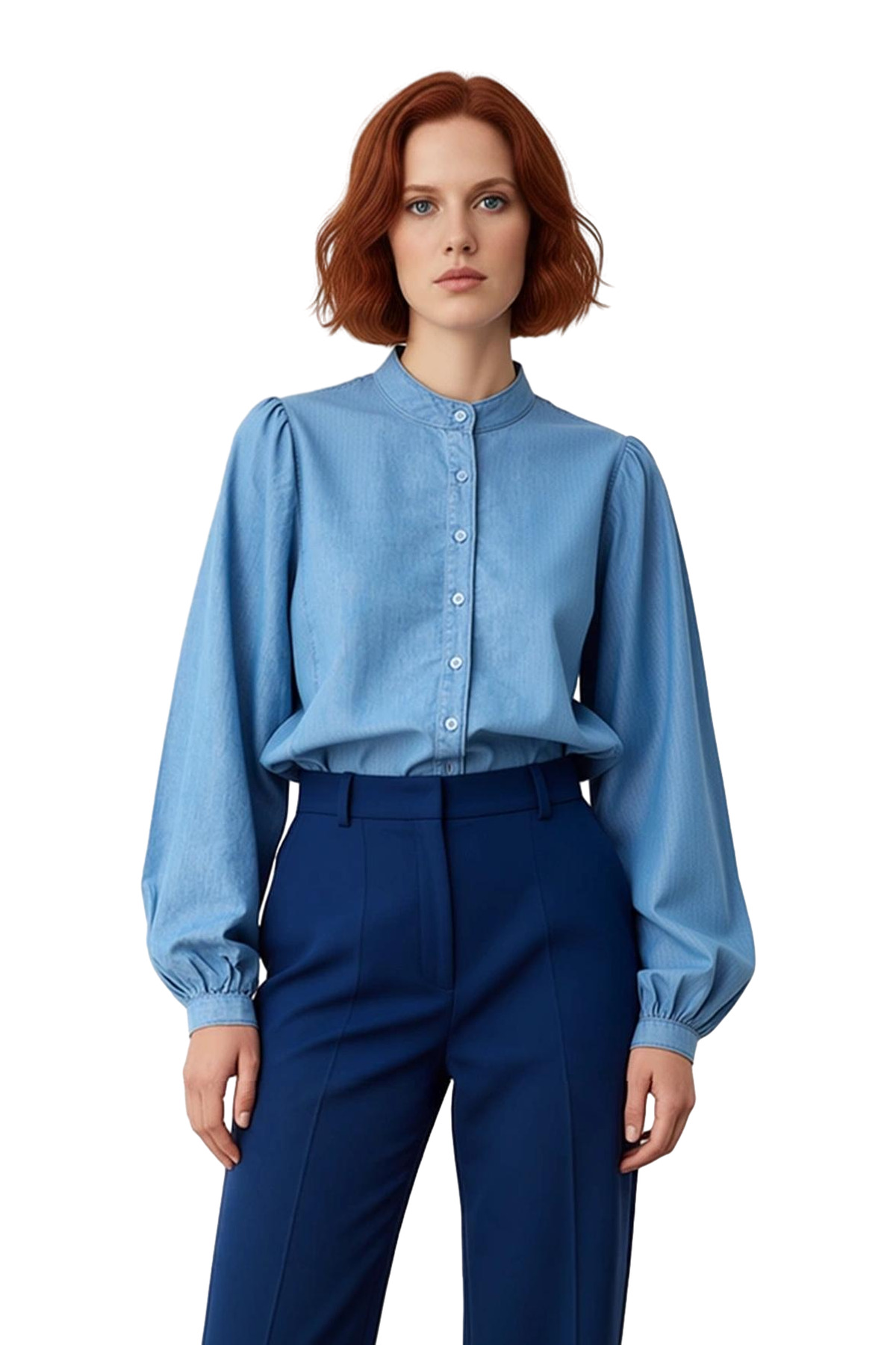 Kadın Oversize Balon Kol Denim Gömlek Fonksiyonel Dayanıklı Kaliteli Konforlu Estetik Spor
