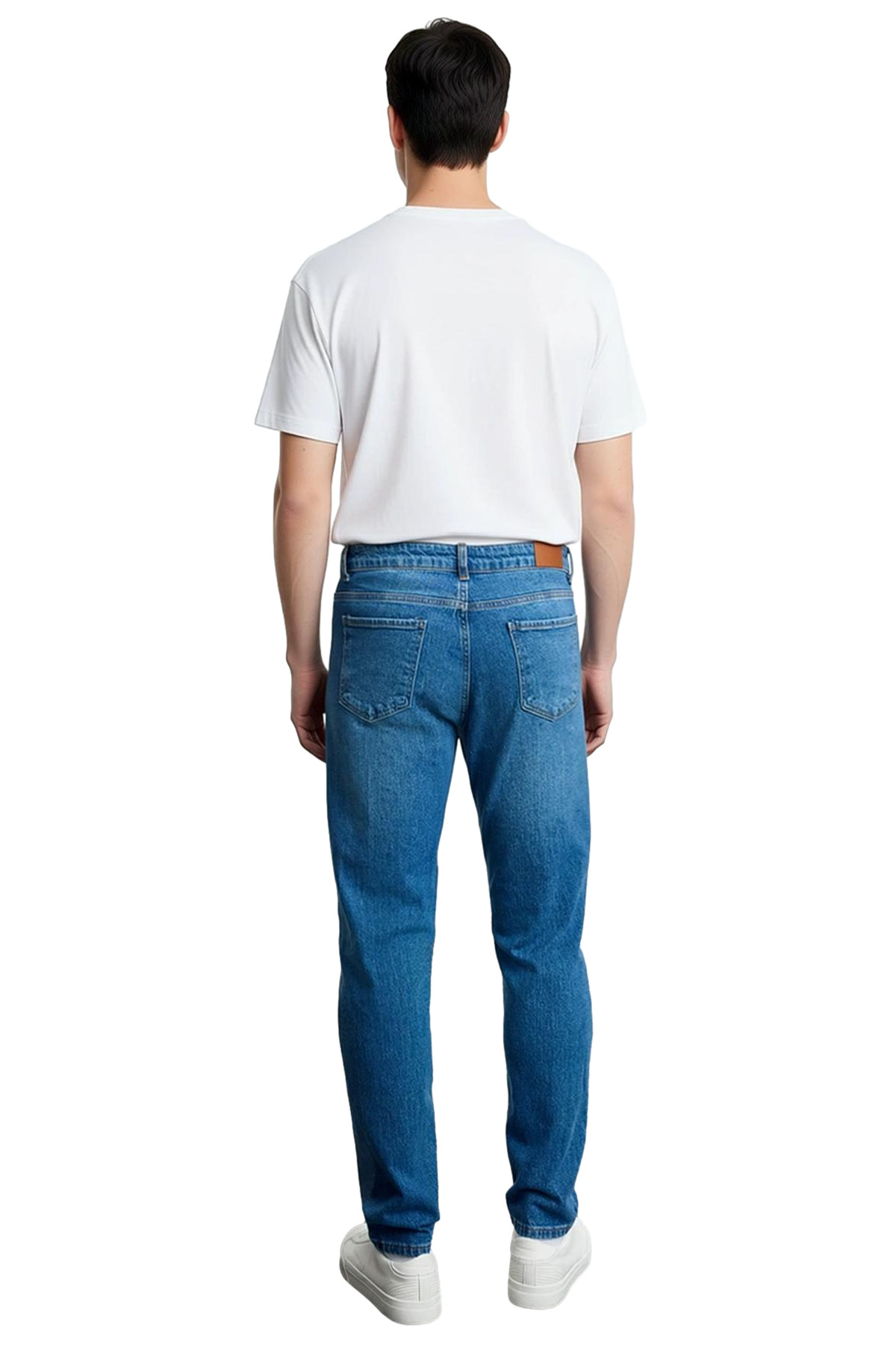 Erkek Moda Orta Denim Kot Pantolon Essential Fit Boru Paça Günlük Kombinler Mevsimlik Kullanım