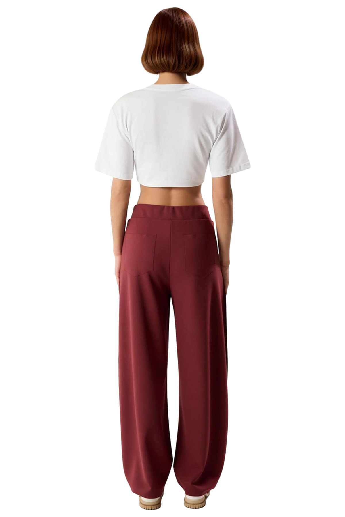 Kadın Moda Yüksek Bel Geniş Paça Örme Pantolon Regular Günlük Hafta Sonu Yazlık