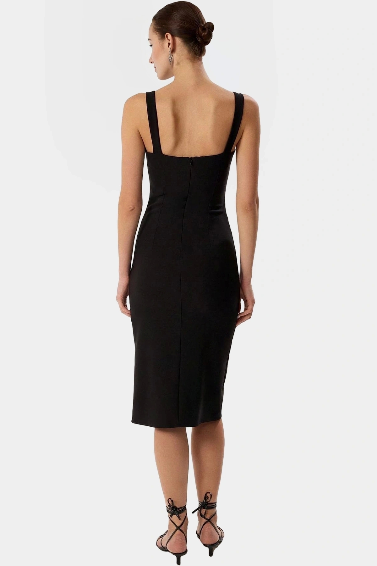 Kadın Midi Bodycon Elbise Düğmeli Detaylı Ön Kısım İş Ve Özel Günler İçin Günlük Kombinler