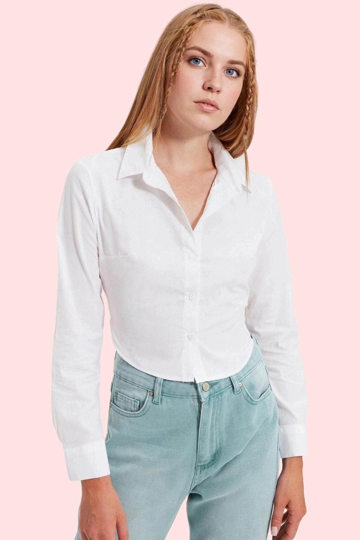 Kadın Pamuklu Fitted Gömlek Sırt Detaylı Dokuma Basic Günlük Hafta Sonu Yaz Aylarının Vazgeçilmezi