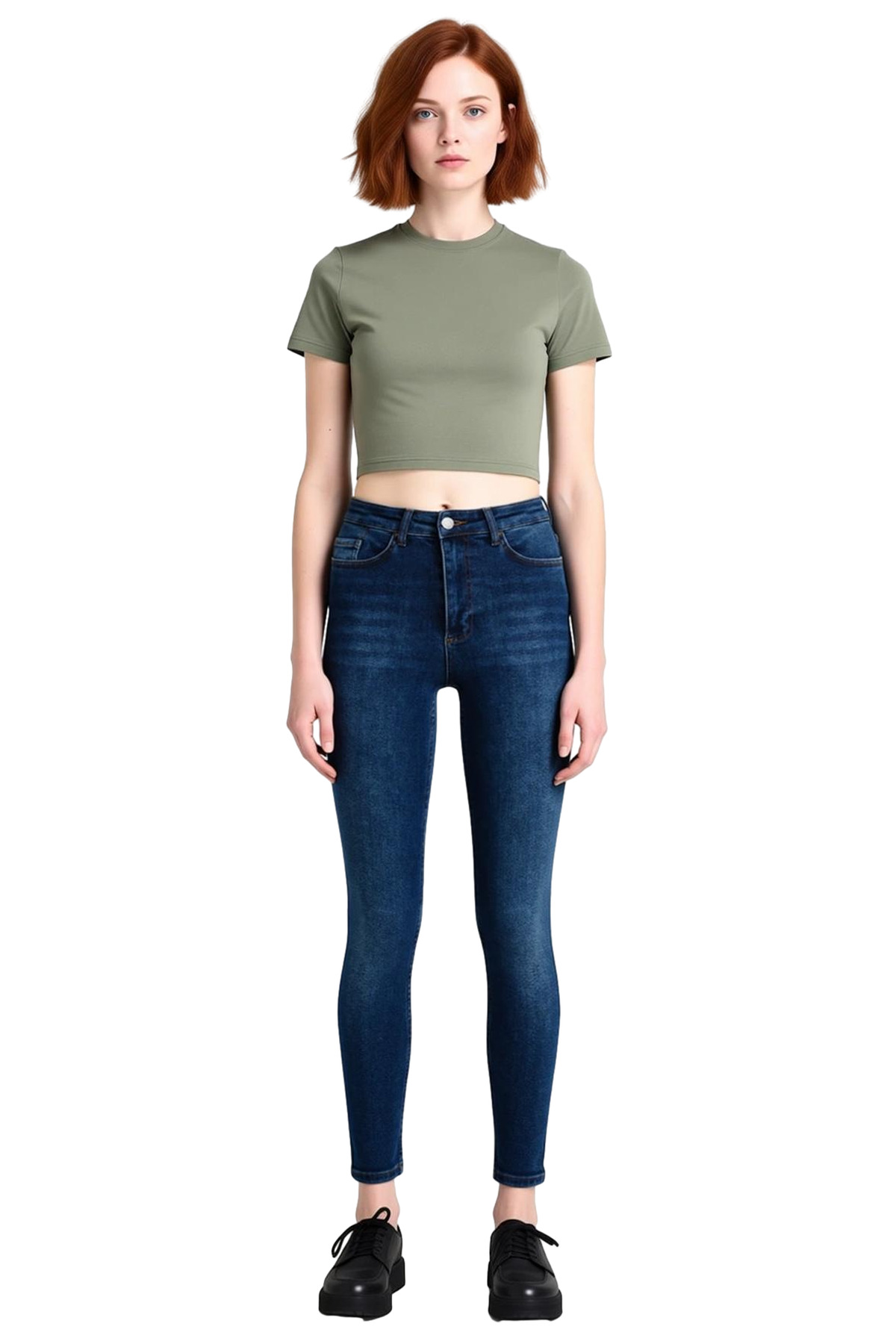 Kadın Moda Skinny Jean Yüksek Bel Dar Paça Denim Günlük Kombinler Hafta Sonu Mevsimlik Kullanım