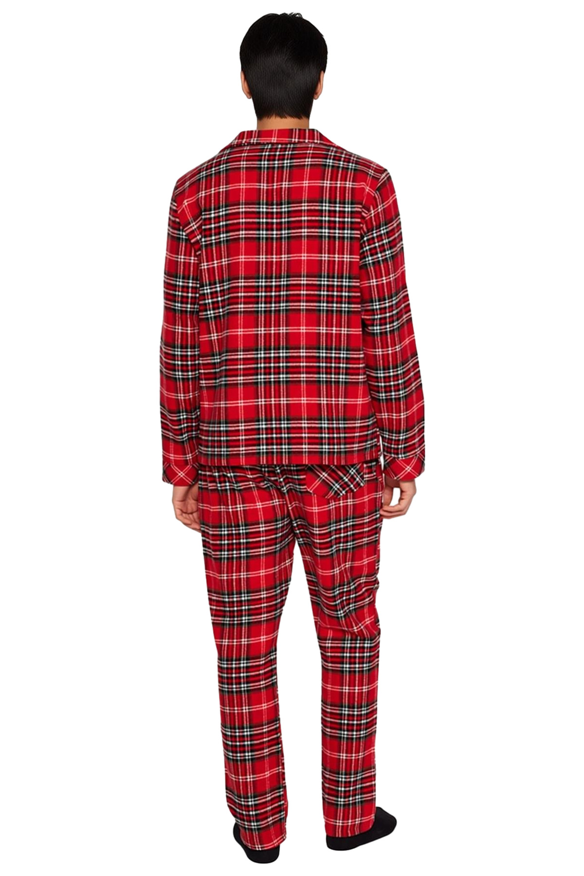 Erkek Kirmizi Ekose Gömlek ve Pantolon Pijama Takımı Fonksiyonel Dayanıklı Kaliteli Modern