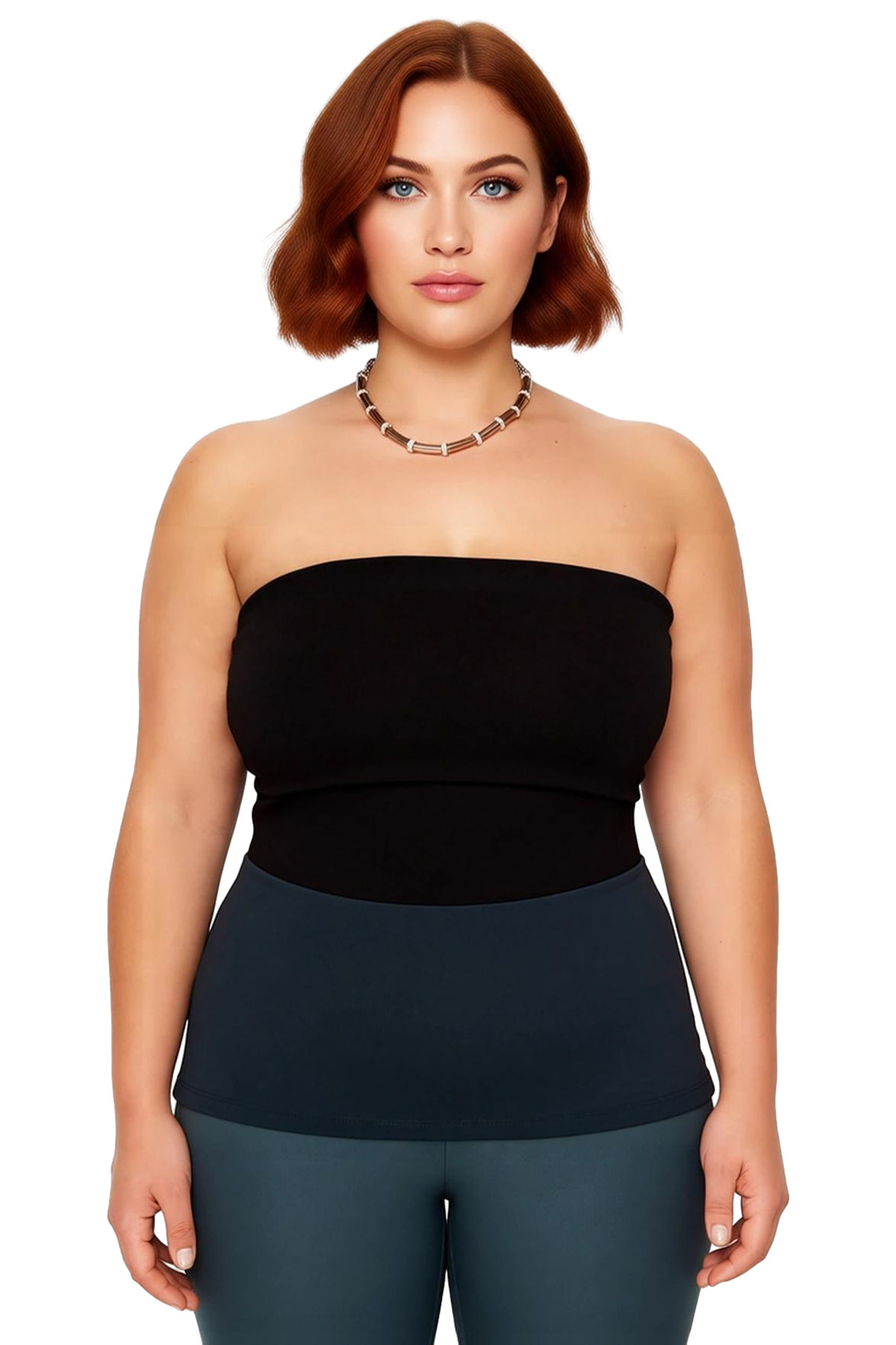 Kadın Straplez Yaka Bodycone Siluetli Polyester Karışımlı Günlük Kullanım Krep Örme Bluz