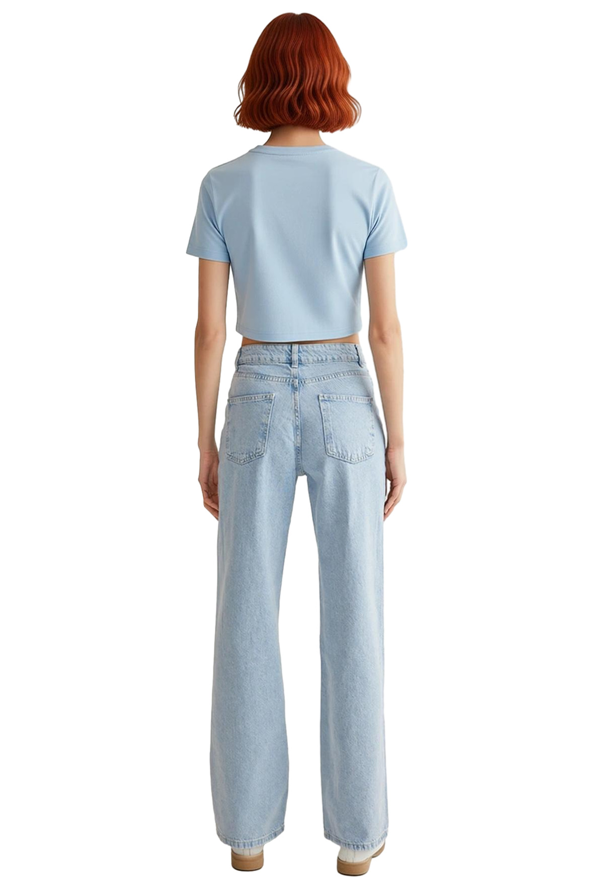 Kadın Açık Çiçek Nakışlı Wide Leg Jean Pantolon Fonksiyonel Dayanıklı Kaliteli Konforlu Şık