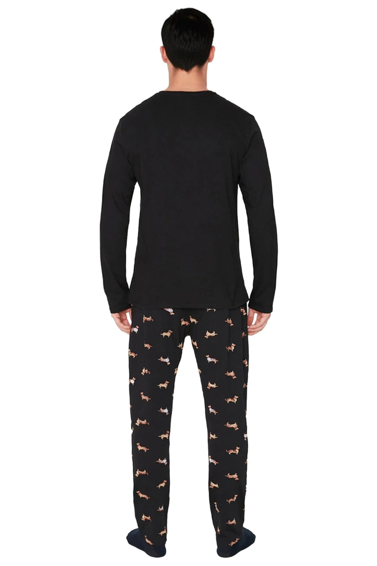 Erkek Penguen Nakışlı Bisiklet Yaka Uzun Kollu Pijama Takımı Fonksiyonel Dayanıklı Estetik
