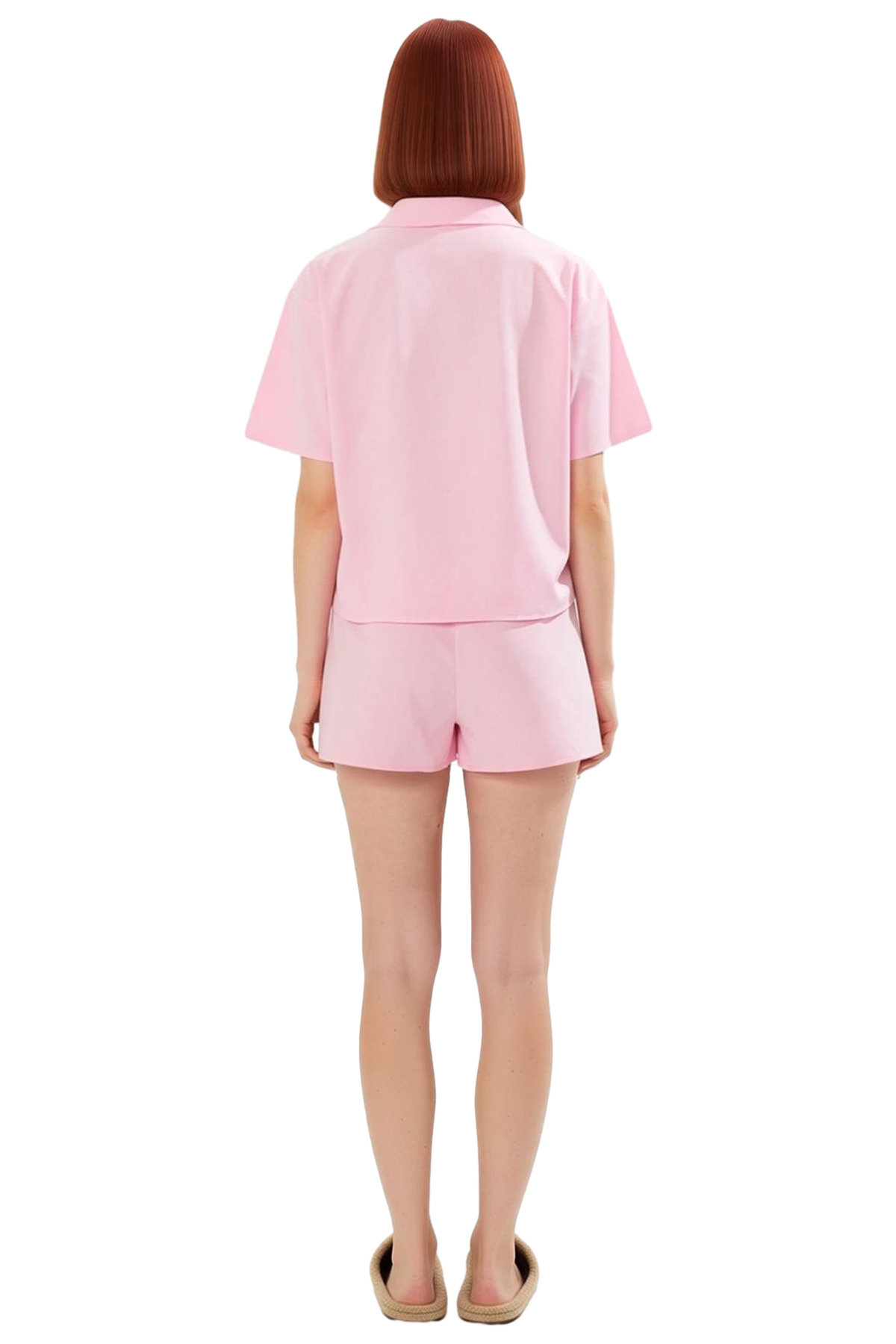 Kadın Pamuklu Regular Kalıp Kısa Kollu Pijama Takımı Trend Tasarım