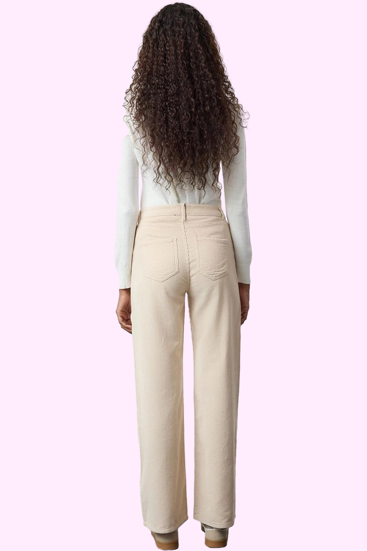 Kadın Moda Yüksek Bel Straight Kadife Pantolon Dokuma Kumaş Günlük Stiller Yazlık
