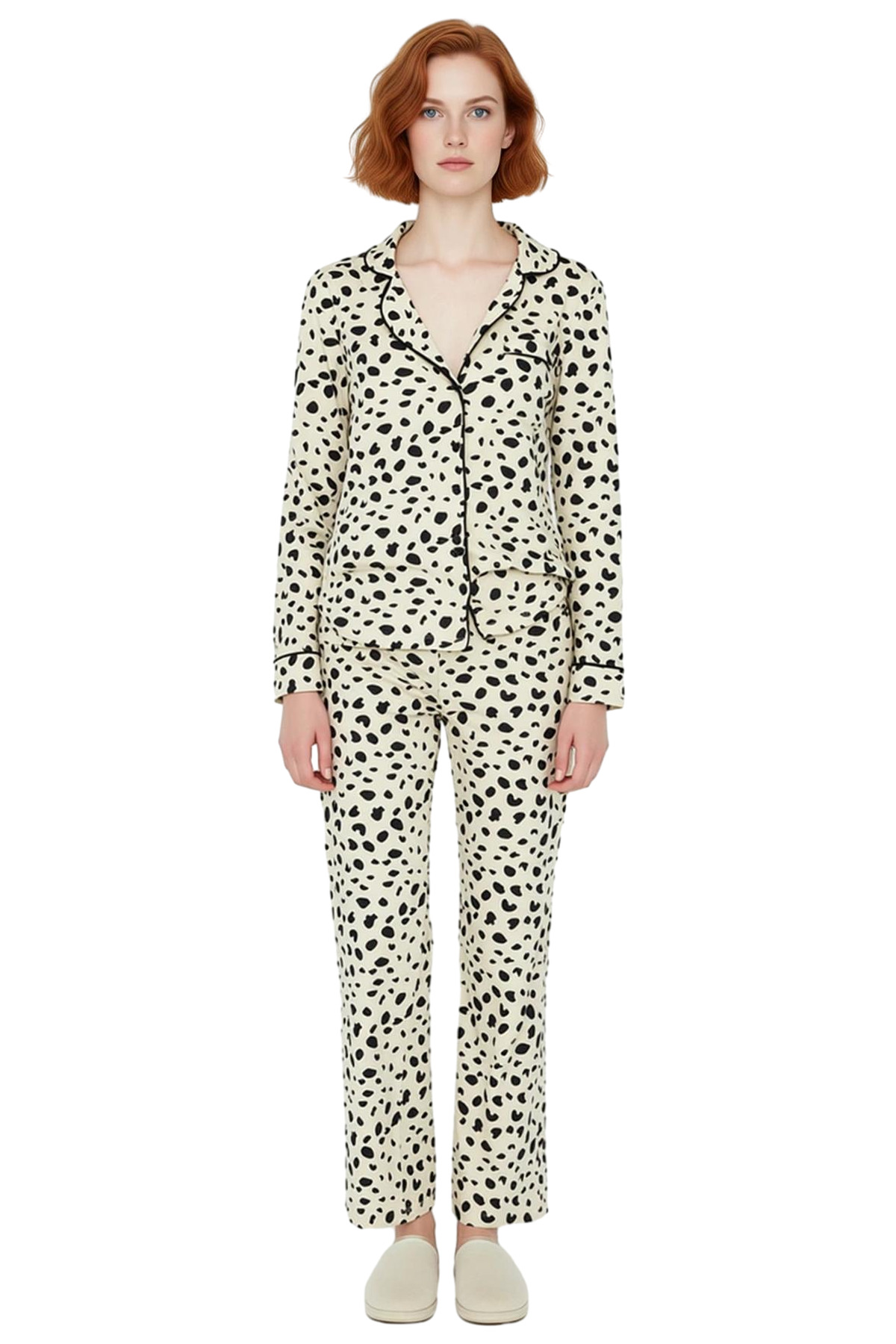 Kadın Leopar Desenli Pamuklu Pijama Takımı Rahat Ev Giyim Seti Konforlu Kesim Premium Kalite