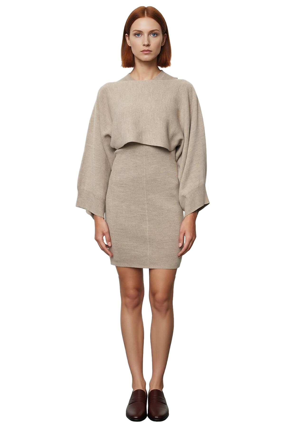 Kadın Triko Bisiklet Yaka Uzun Kollu Bolero Mini Bodycon Elbise Takımı Modern Şıklık Kaliteli