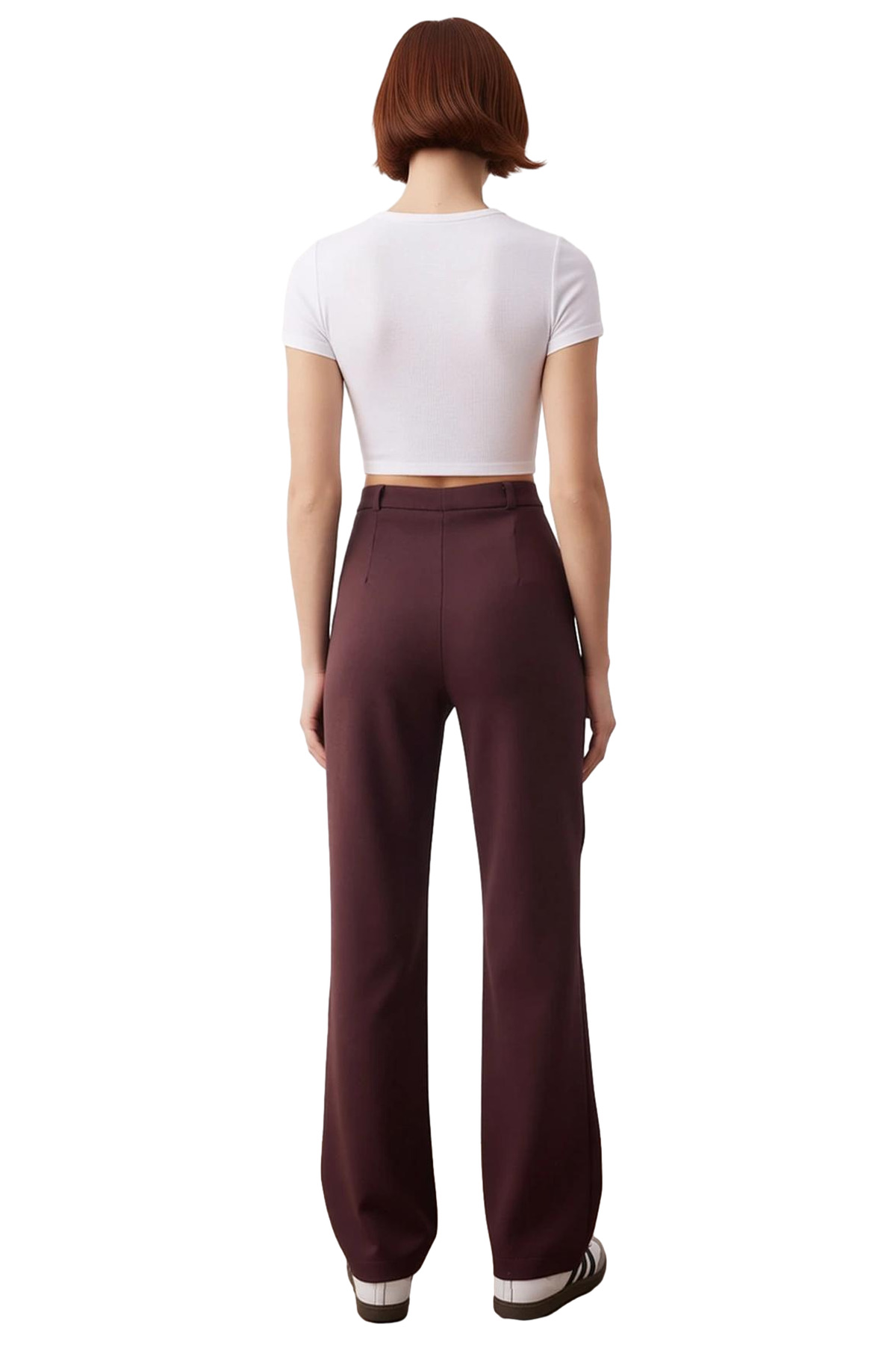 Kadın Moda Yüksek Bel Geniş Paça Straight Pantolon Günlük Kombinler Hafta Sonu Kullanım