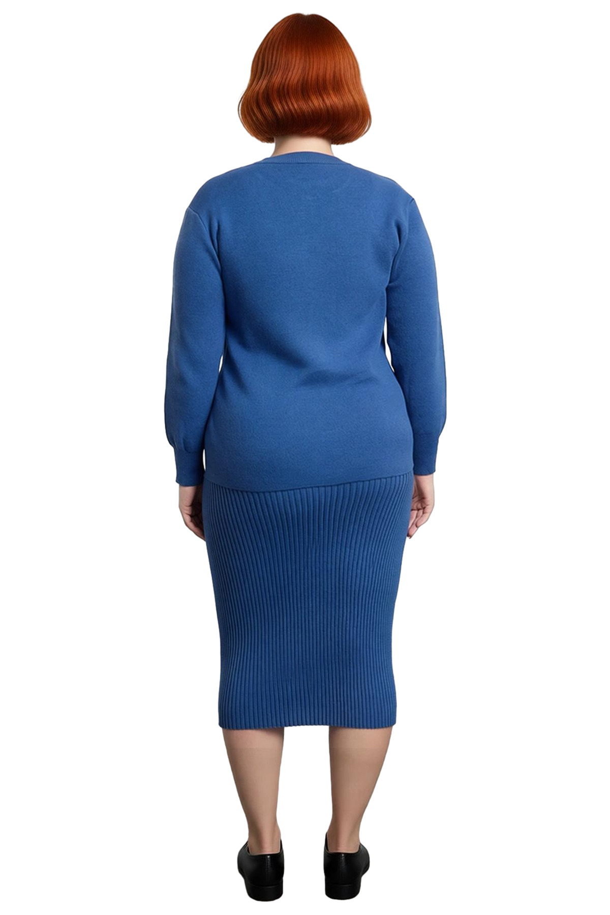 Kadınlar İçin Bodycon Kesim Mavi Kolsuz Midi Boy Fitilli Triko Elbise Yaz Stiliyle Modern Şıklık