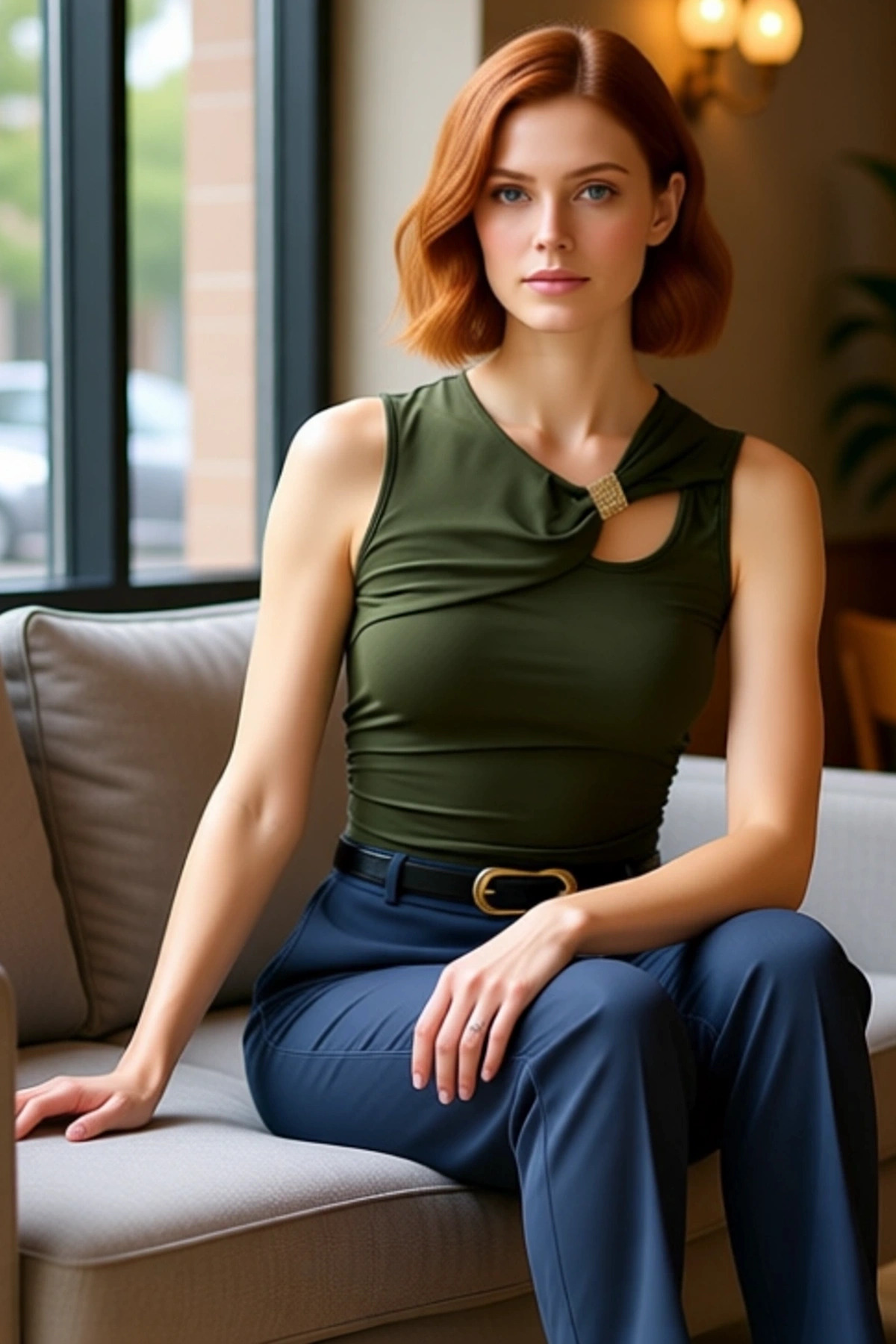 Fitted Kolsuz Örme Bluz Asimetrik Yaka Günlük Stil Profesyonel Görünüm Modern Şık