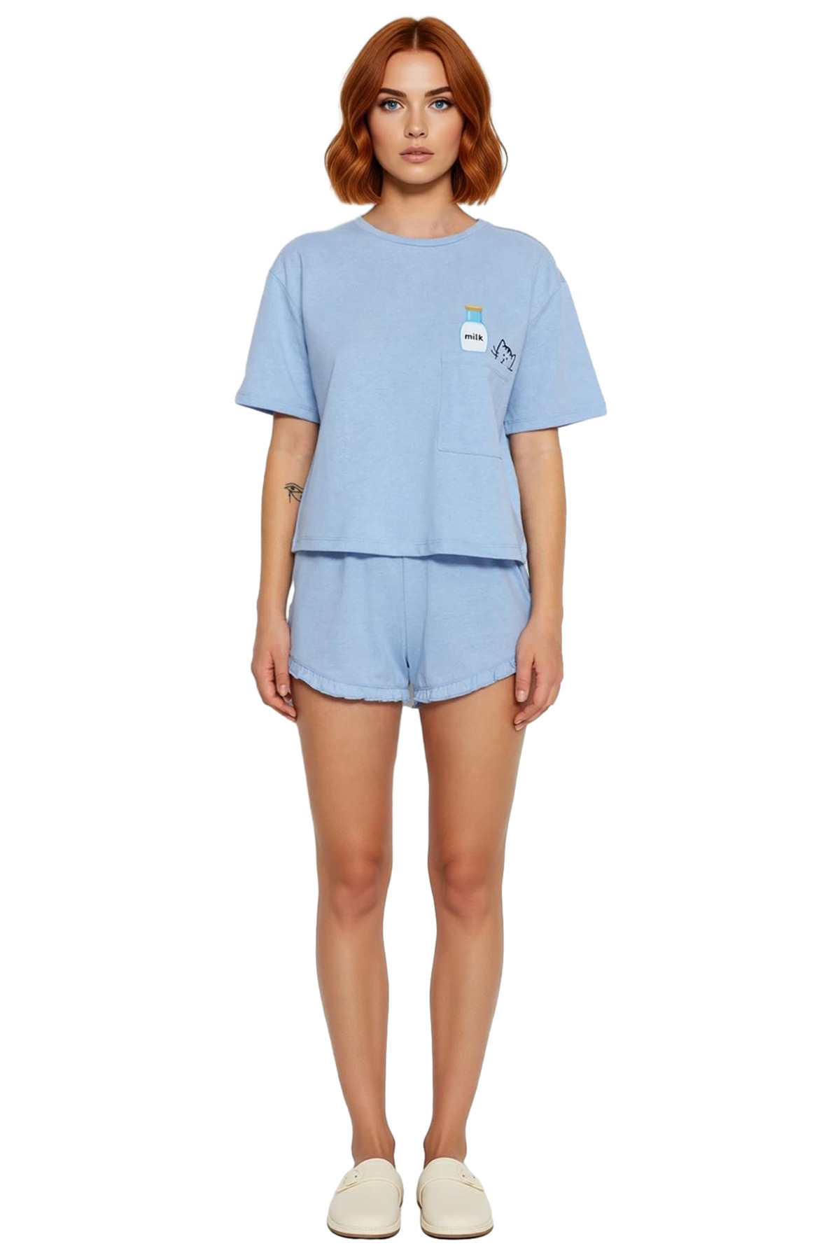 Kadın Pamuklu Örme Pijama Takımı Yazlık Kısa Şortlu Rahat Tasarım Ve Şık Mükemmel Uyum