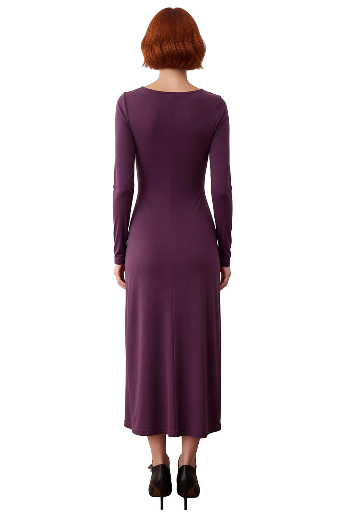 Kadın Aksesuar Detaylı Uzun Kollu Bodycon Maxi Örme Elbise Şık Kış Koleksiyonu Özel Anlara Hazır