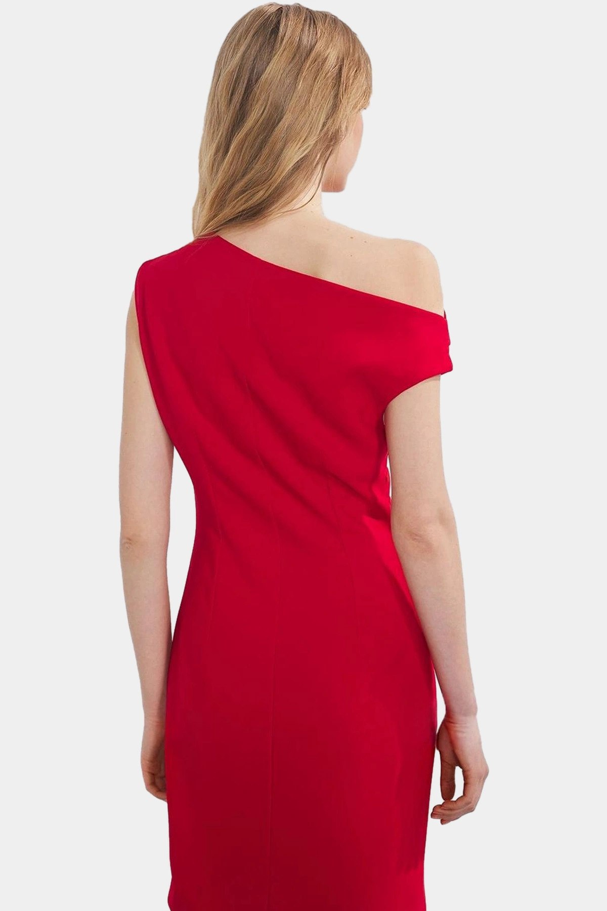 Kadın Mini Bodycon Dokuma Elbise Asimetrik Yaka Yazlık Şık Tasarım Yaz Aylarının Vazgeçilmezi