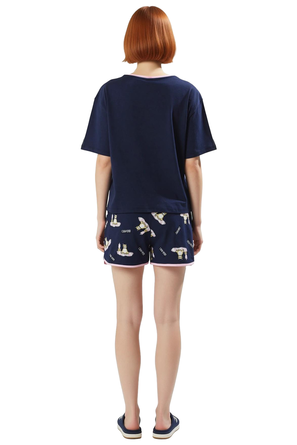 Kadın %100 Pamuklu Kısa Kollu Bisiklet Yaka Pijama Takımı Rahat Kullanım Uzun Ömürlü Modern Stil