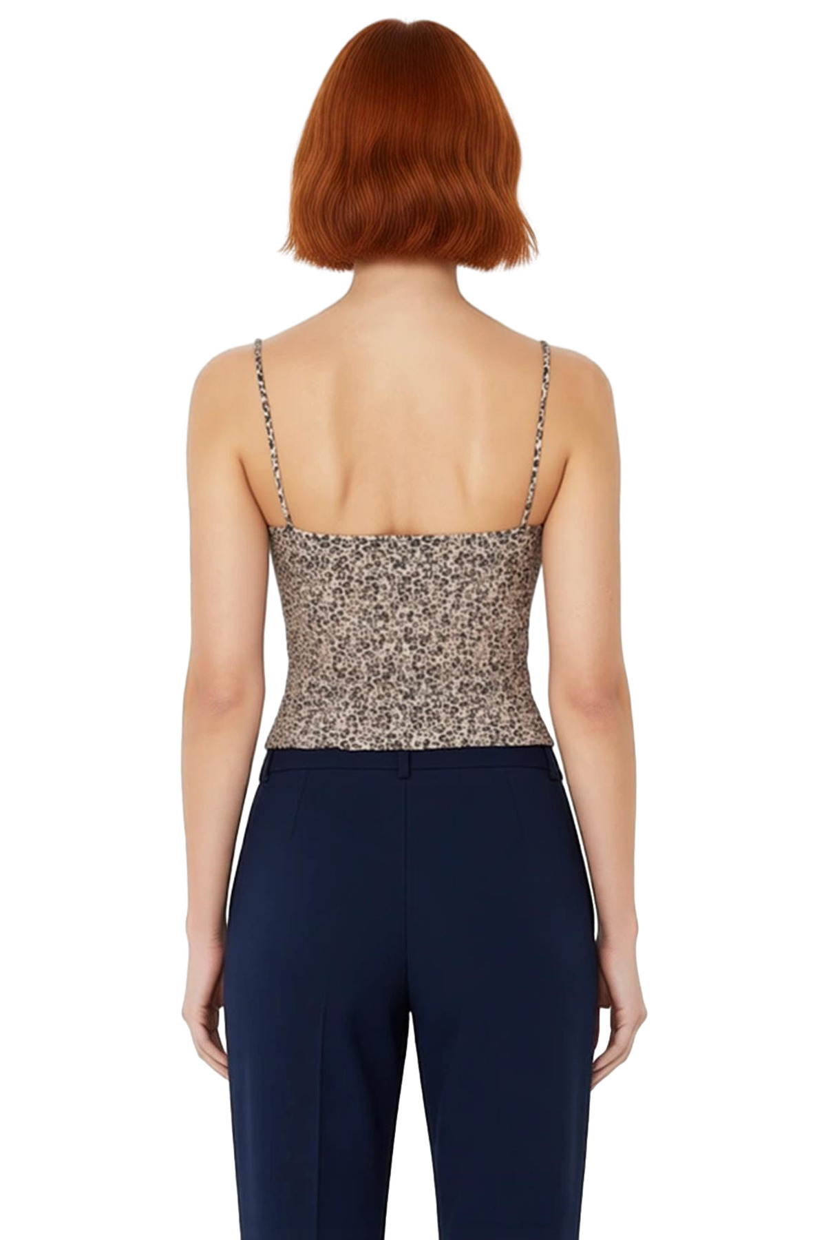 Leopar Baskılı Crop Bluz İnce Askılı Örme Basic Yazlık Şık Görünüm Özel Tasarım Kaliteli İşçilik