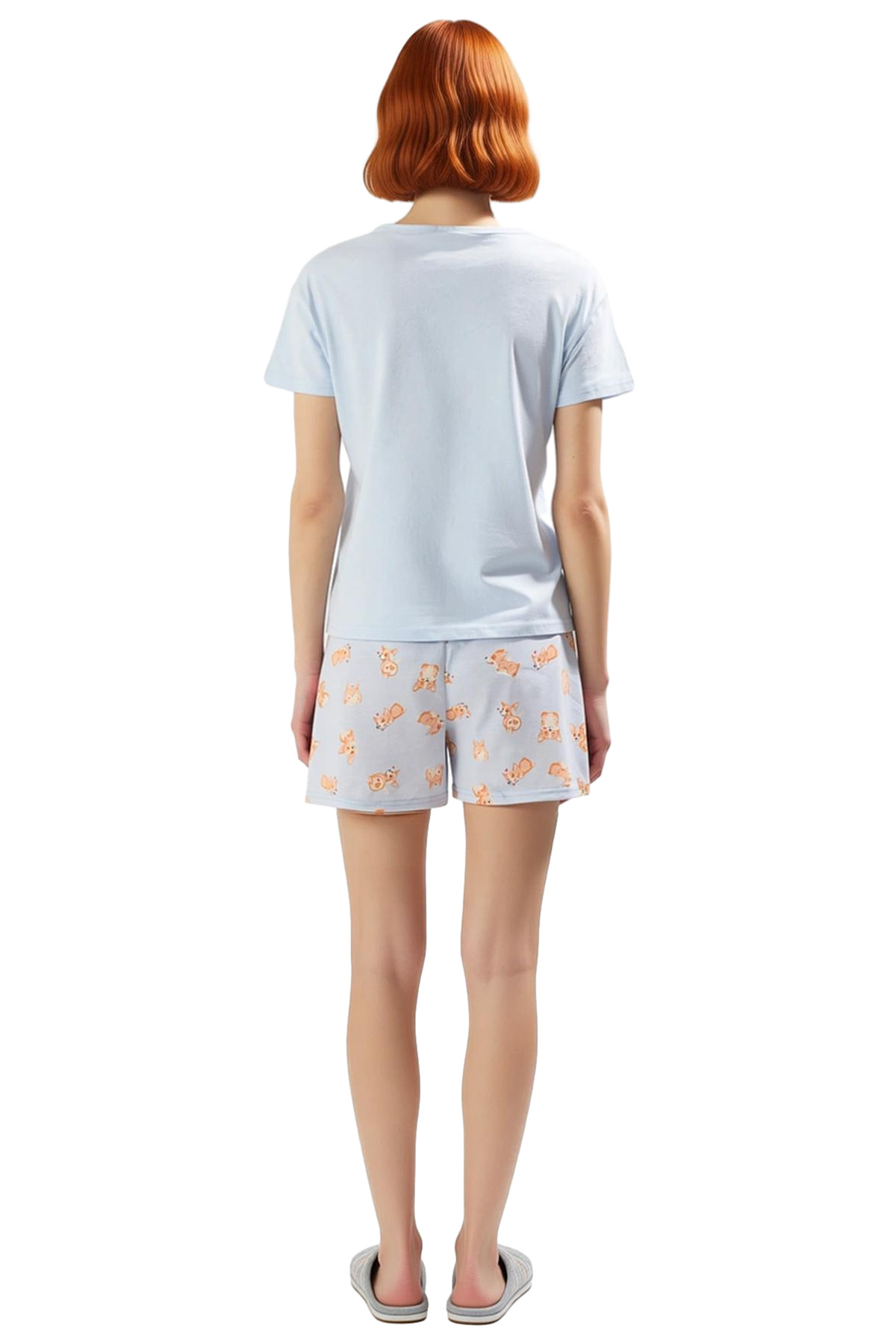 Kadın Pamuklu Örme Pijama Takımı Kısa Kollu Bisiklet Yaka Yazlık Rahat Şık Görünüm Uzun Ömürlü