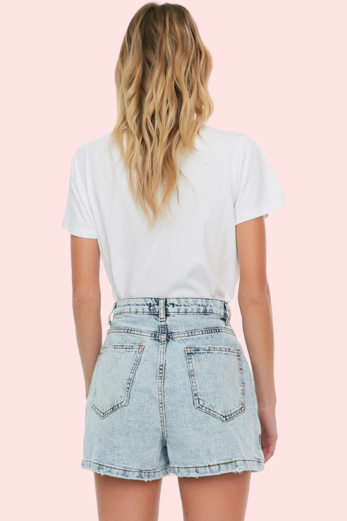 Kadın Moda Denim Şort Etek Yüksek Bel Boru Paça Pamuklu Günlük Kombinler Yazlık Şort