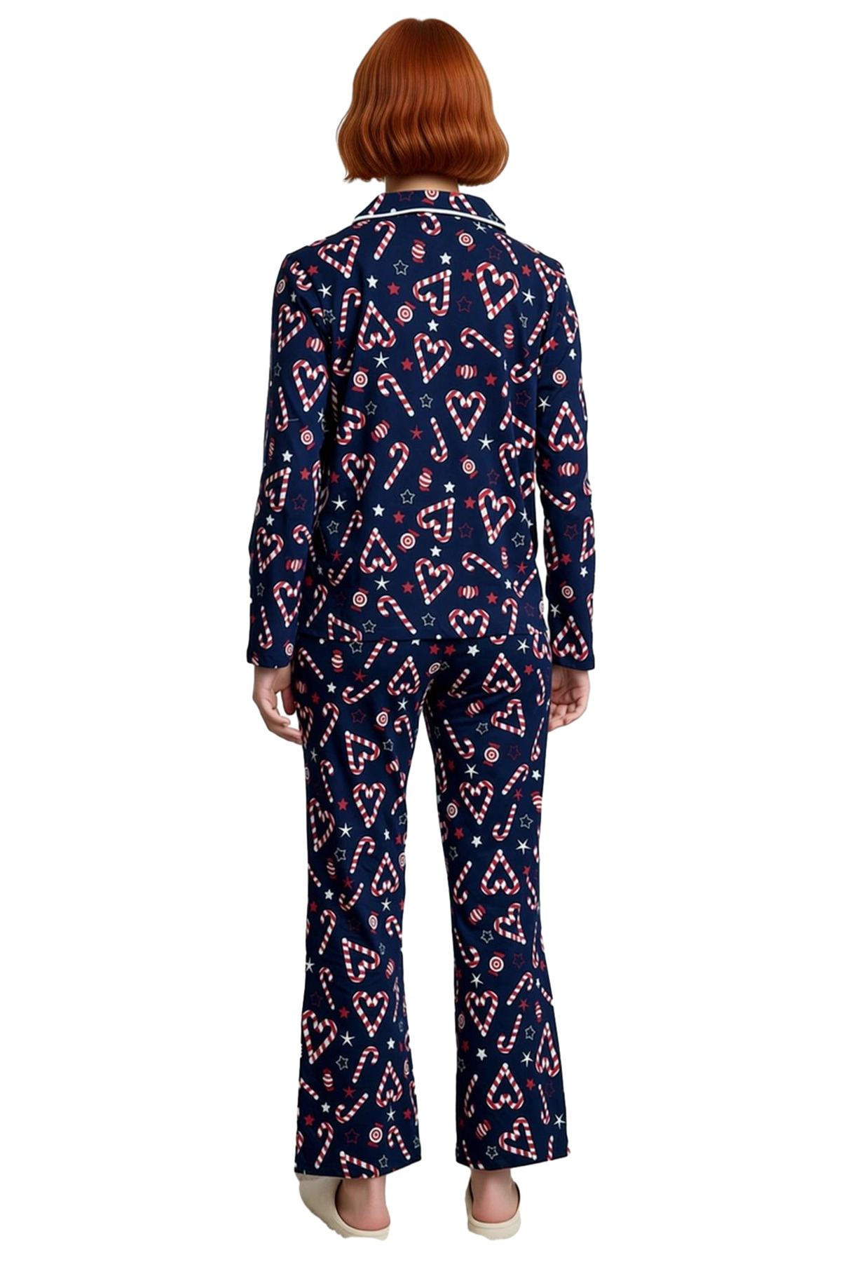 Kadın Yılbaşı Temalı Gömlek Yaka Pijama Takımı Fonksiyonel Dayanıklı Kaliteli Konforlu Şık
