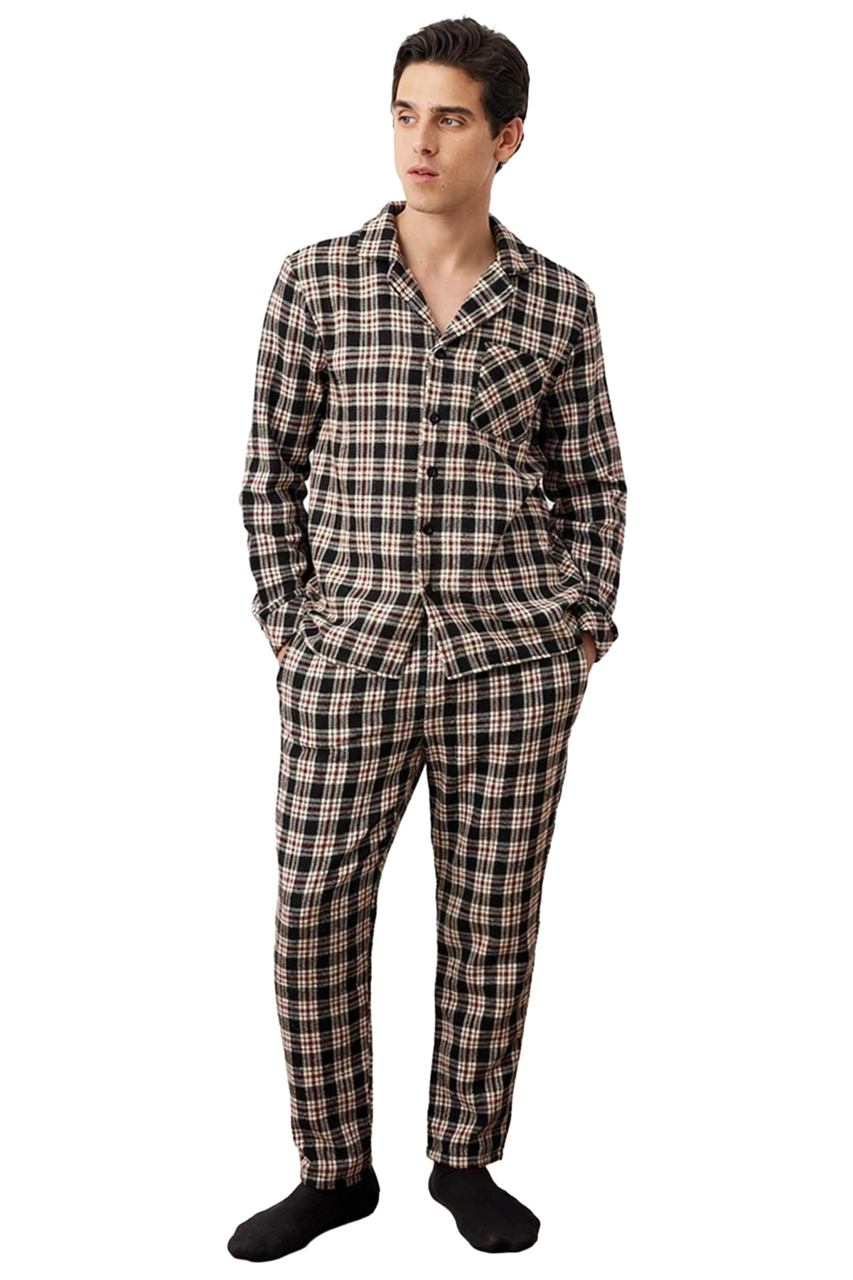 Erkek Ekose Dokuma Gömlek ve Pantolon Pijama Takımı Fonksiyonel Dayanıklı Kaliteli Estetik