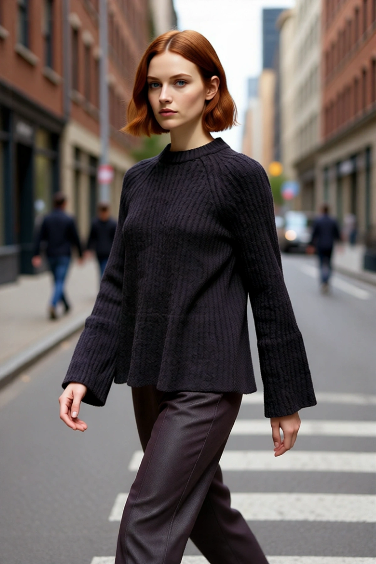 Kadın Regular Kalıp Sürdürülebilir Triko Kazak Reglan Kollu Peplum Detaylı Orta Kalınlıkta Günlük