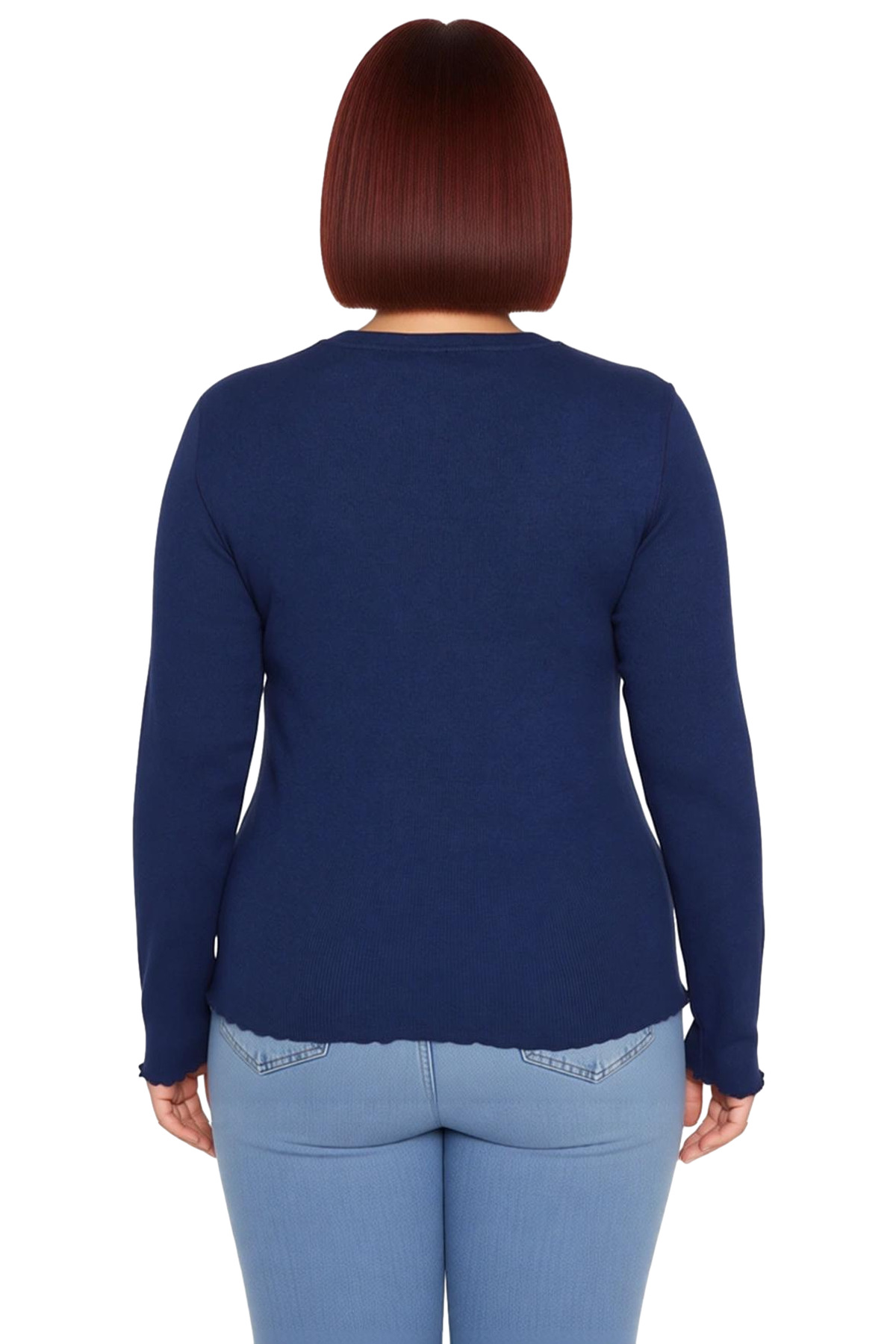 Kadın Bisiklet Yaka Fitilli Örme Kaşkorse Bluz Cool & Comfort Koleksiyonu Günlük Kullanım