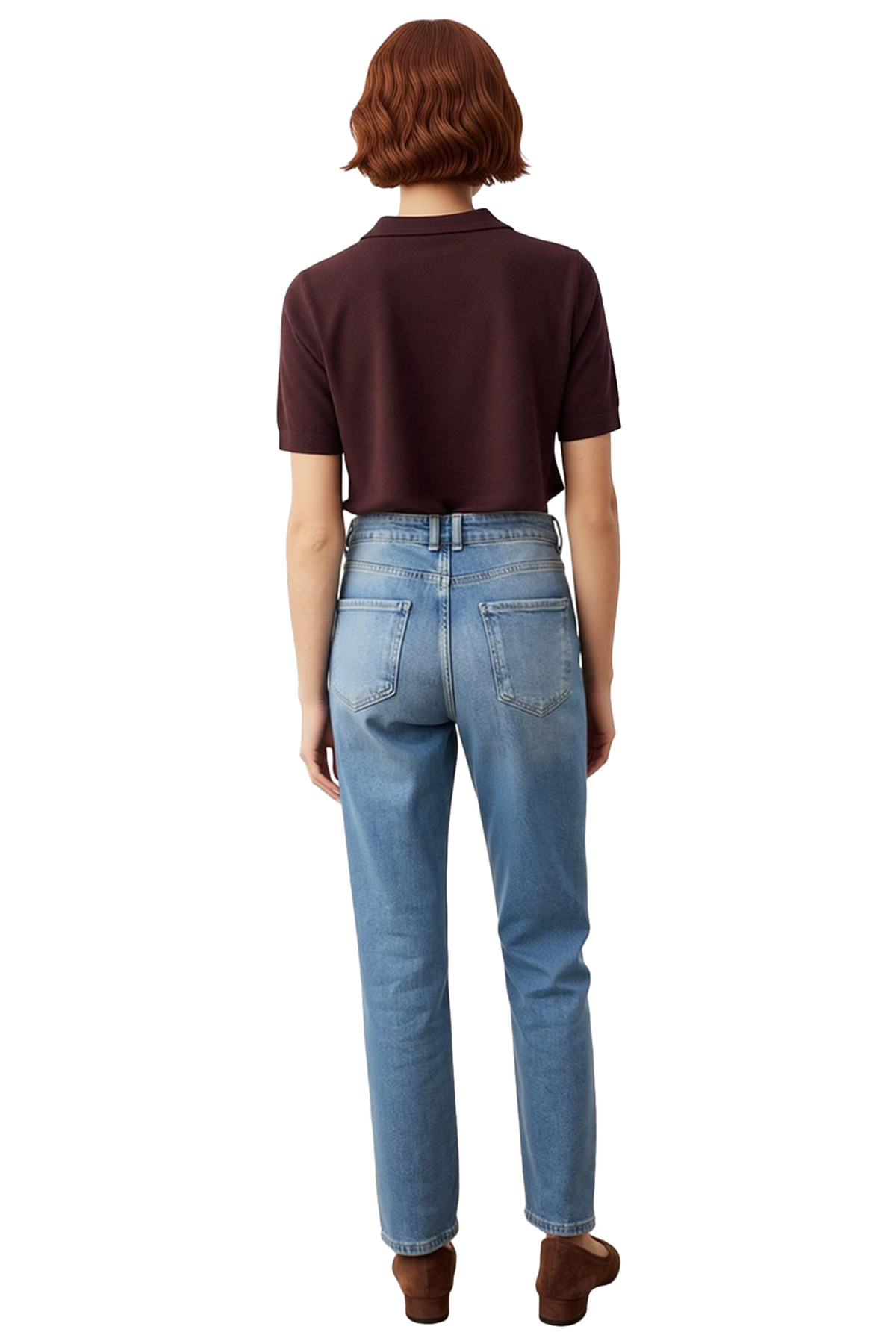 Kadın Yüksek Bel Rahat Kesim Denim Pantolon Fonksiyonel Dayanıklı Kaliteli Konforlu Modern