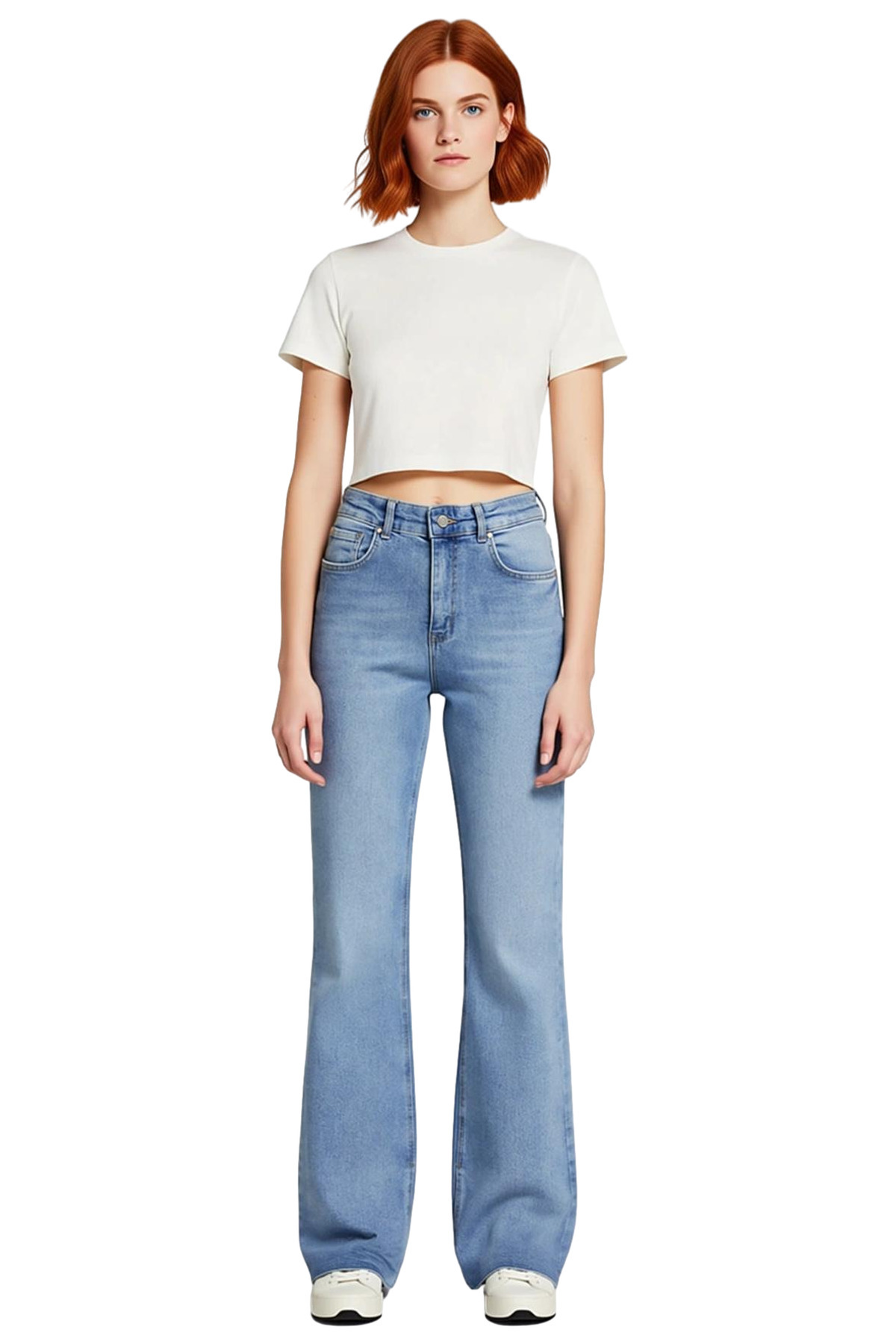 Kadın Moda Yüksek Bel Flare Jeans Pamuk Günlük Stil Kaliteli Malzeme Mevsimlik Kullanım