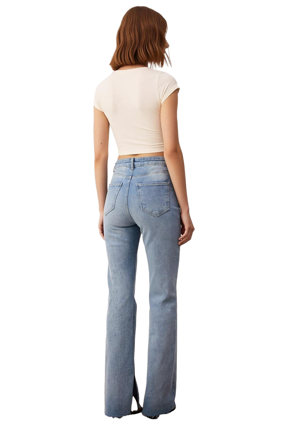 Kadın Moda Yüksek Bel Flare Jeans Pamuk Günlük Stil Kaliteli Malzeme Mevsimlik Kullanım