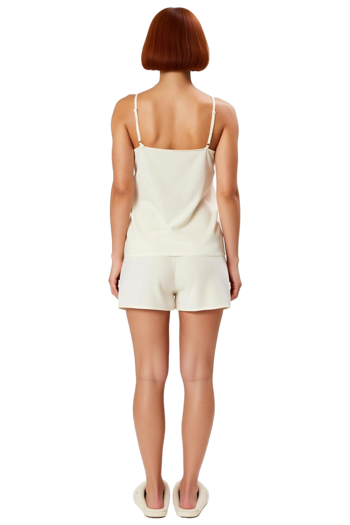 Kadın Viskon İnce Askılı Şortlu Pijama Takımı Rahat Yazlık Homewear Konforlu Kesim Şık Görünüm
