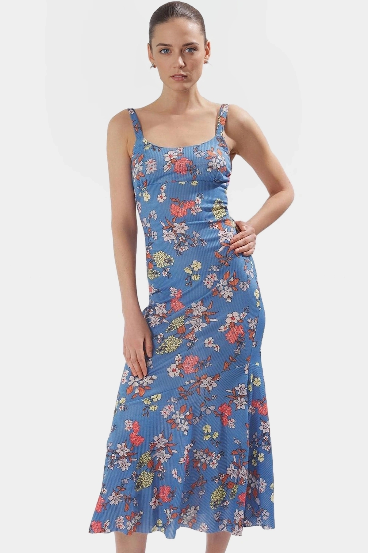Kadın Maxi Elbise Çiçekli Desen Bodycon Kalıp Yazlık Rahat Günlük Yaz Aylarının Vazgeçilmezi