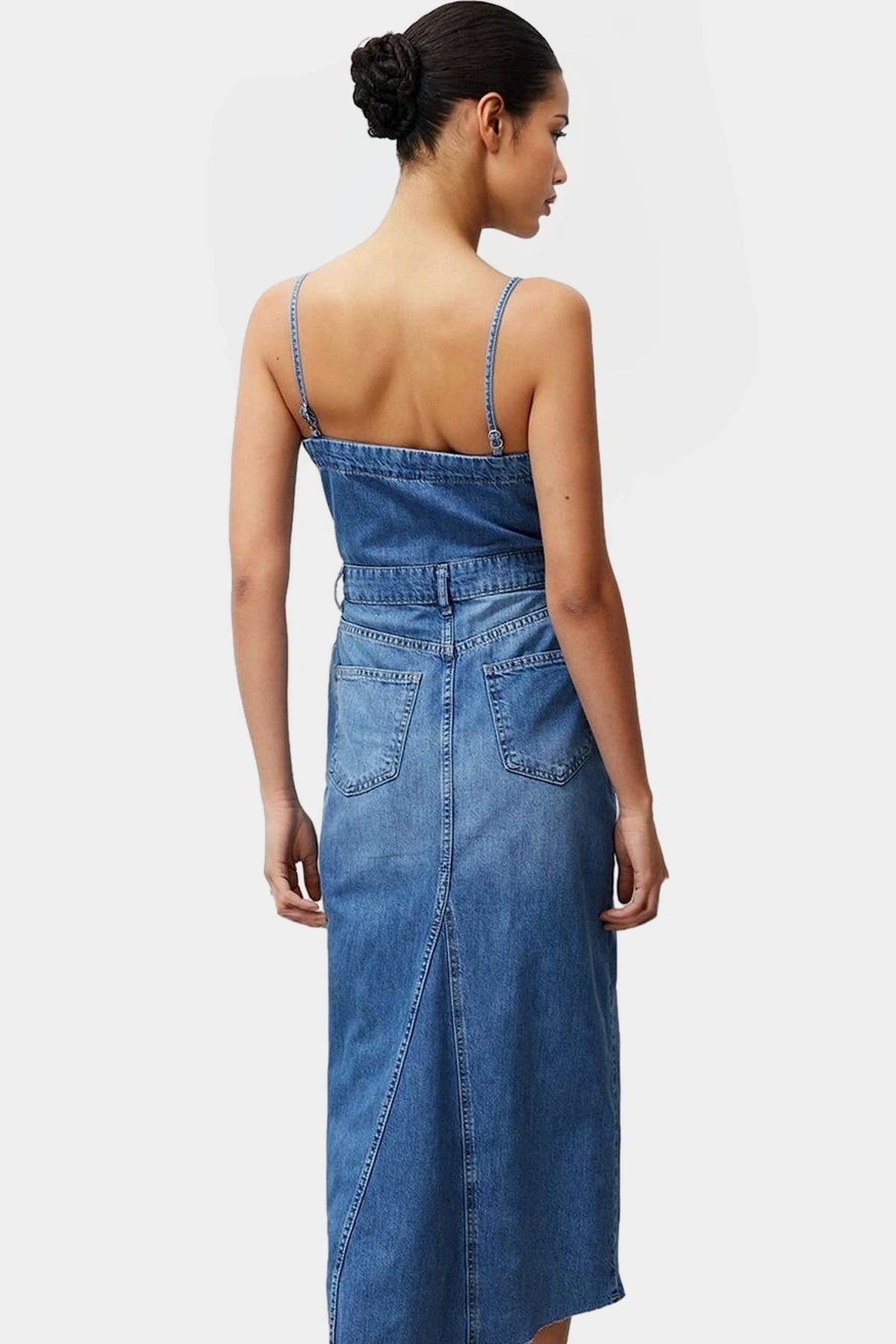 Kadın Maxi Denim Elbise Bodycon Kalıp Pamuk Yazlık Günlük Kombinler Yaz Aylarının Vazgeçilmezi