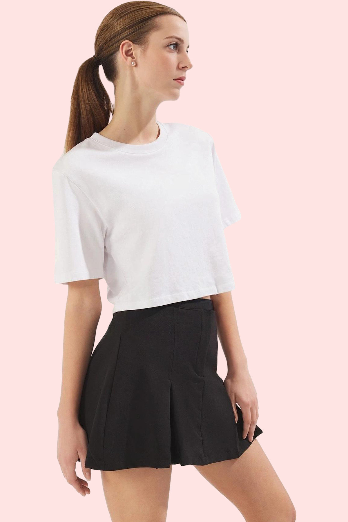 Kadın Moda Şort Etek Boru Paça Polyester Karışımlı Finike Dokuma Günlük Kombinler Modern Tasarım