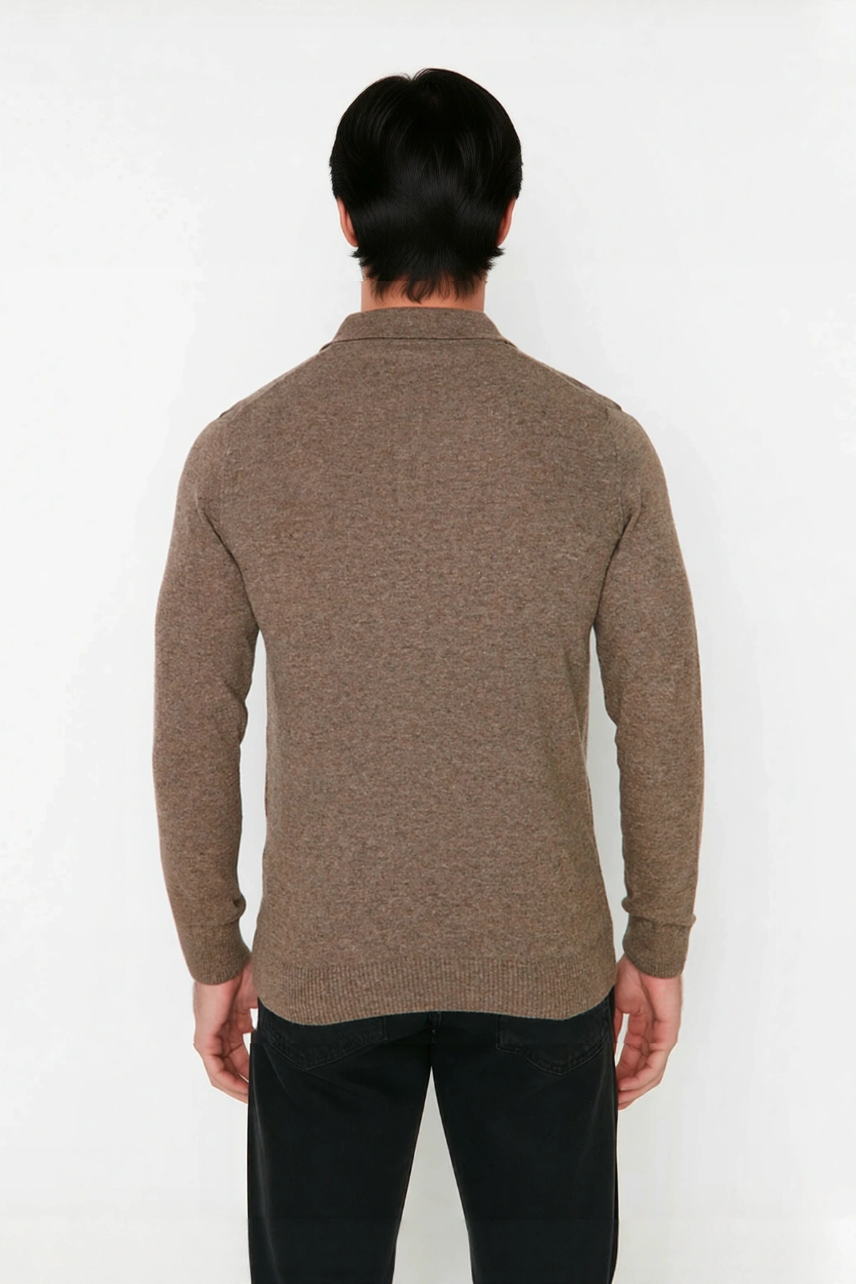 Erkek Fitted Kesim Polo Yaka Triko Kazak Uzun Kollu Smart Casual Tarzı Günlük Şıklık Sunar