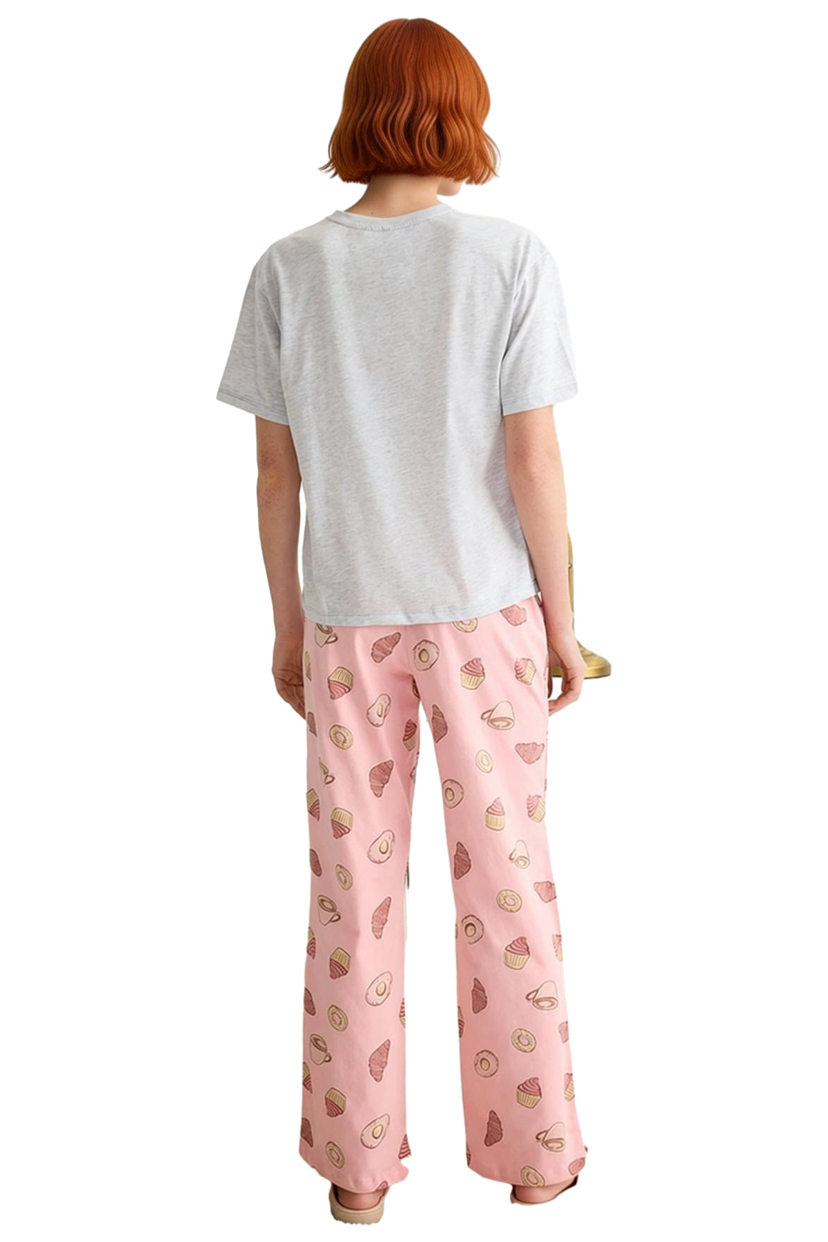 Kadın %100 Pamuklu Kısa Kollu Bisiklet Yaka Pijama Takımı Modern Stil Özenle Seçilmiş Rahat Ve Şık