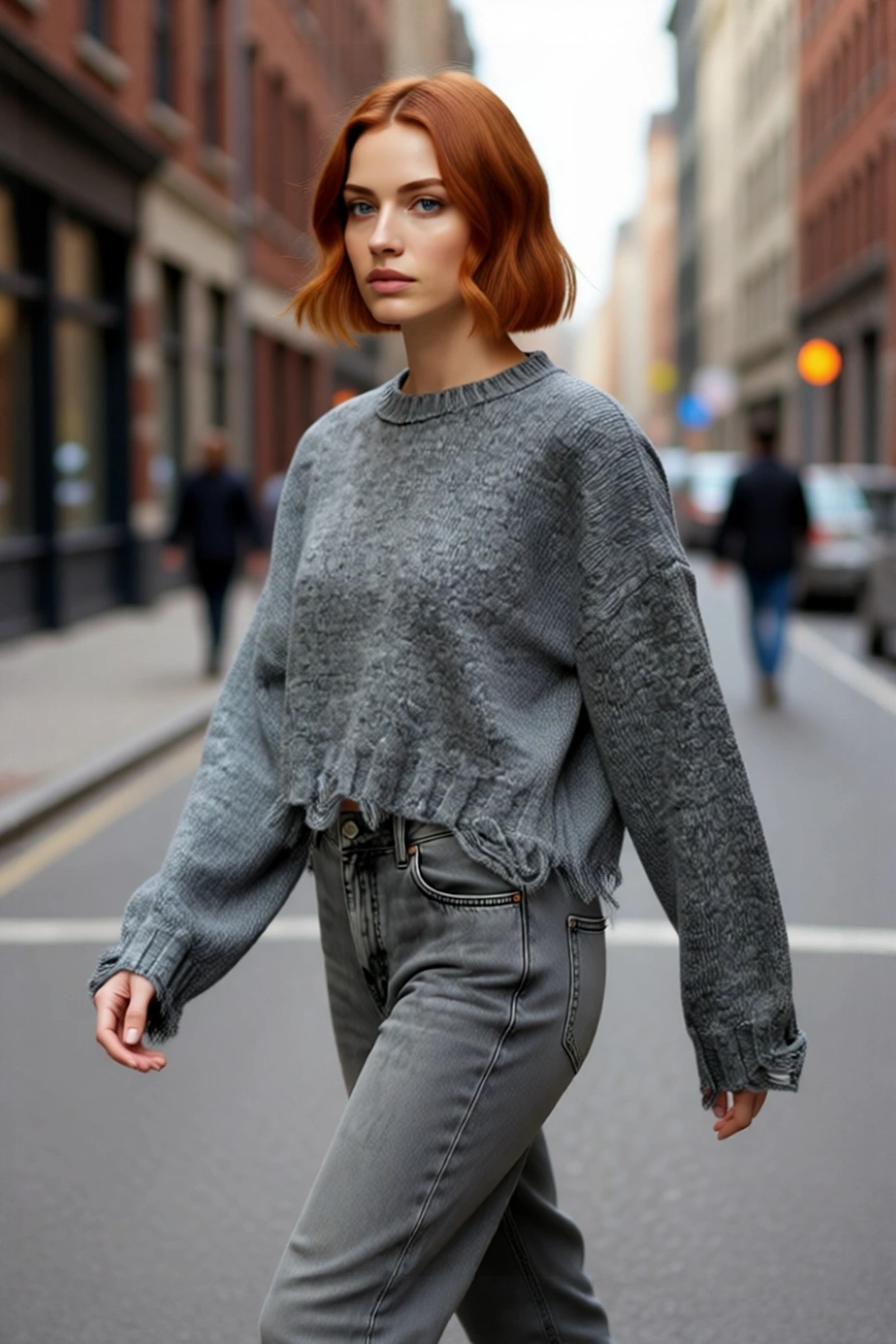 Kadın Oversize Triko Crop Kazak Düşük Kollu Akıtma Detaylı Yumuşak Dokusuyla Modern Şıklık Sunar