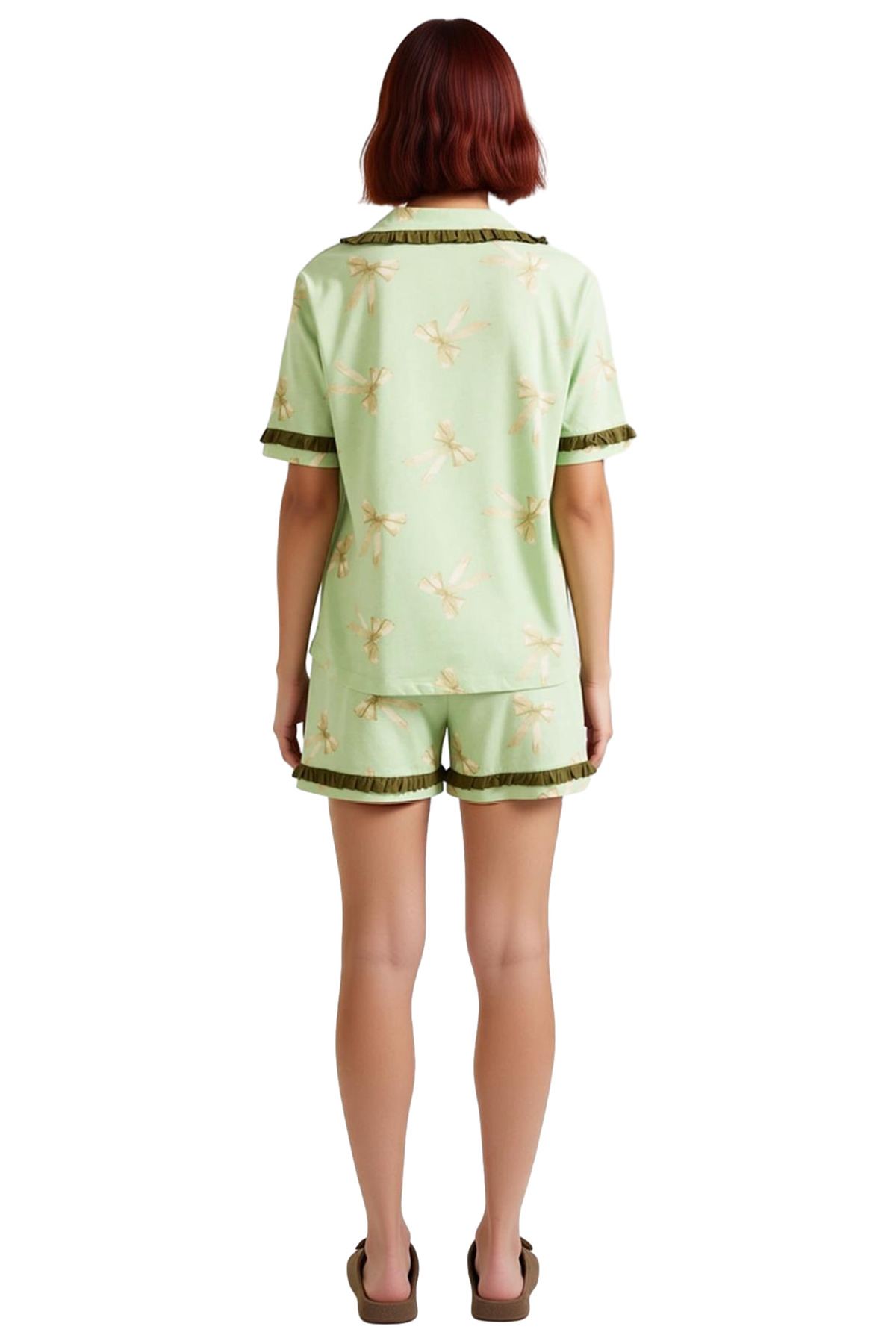 Kadın %100 Pamuklu Kısa Kollu Regular Pijama Takımı Konforlu Kesim Modern Stil Uzun Ömürlü