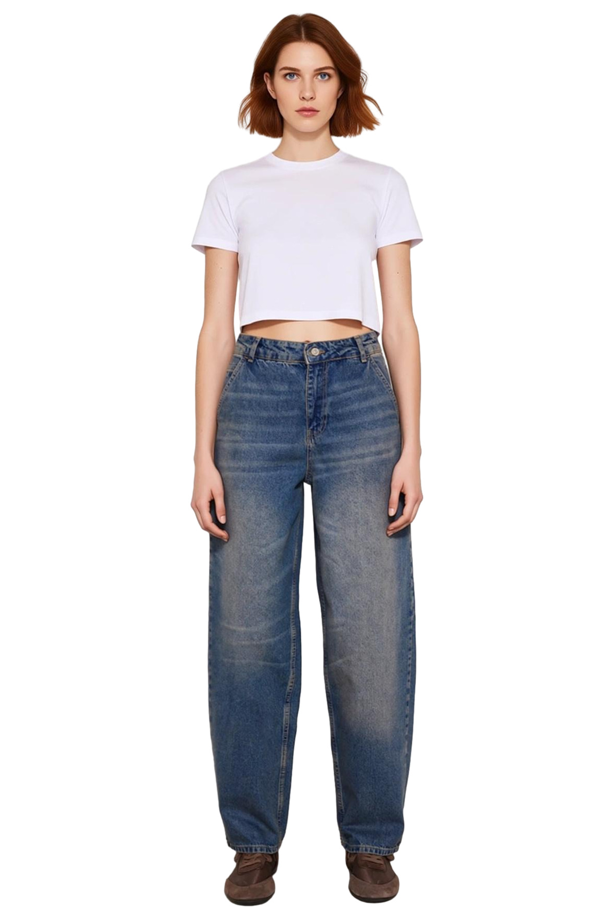 Kadın Moda Düşük Bel Geniş Paça Baggy Jean Pamuk Günlük Stil Hafta Sonu Mevsimlik Kullanım