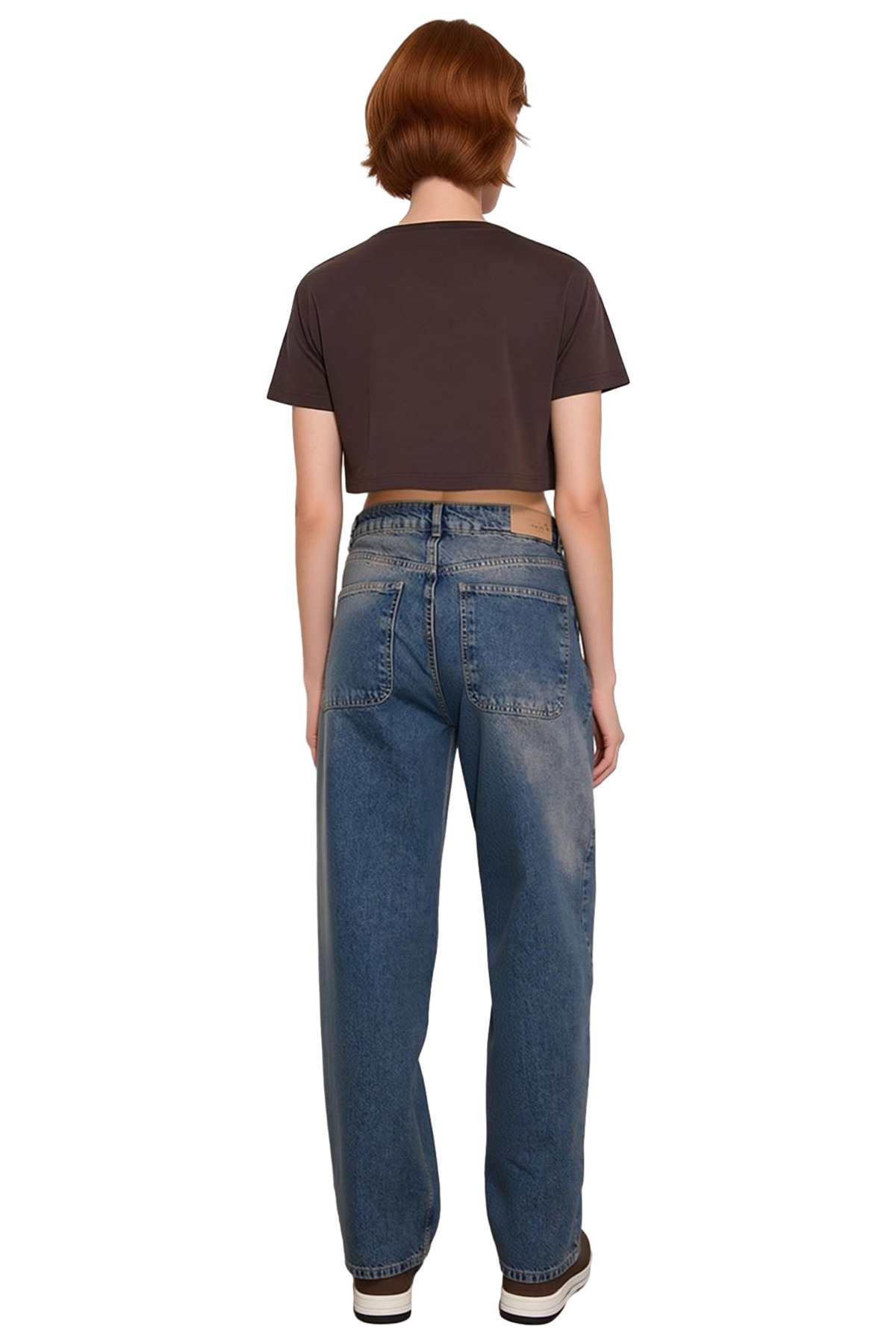 Kadın Moda Düşük Bel Geniş Paça Baggy Jean Pamuk Günlük Stil Hafta Sonu Mevsimlik Kullanım