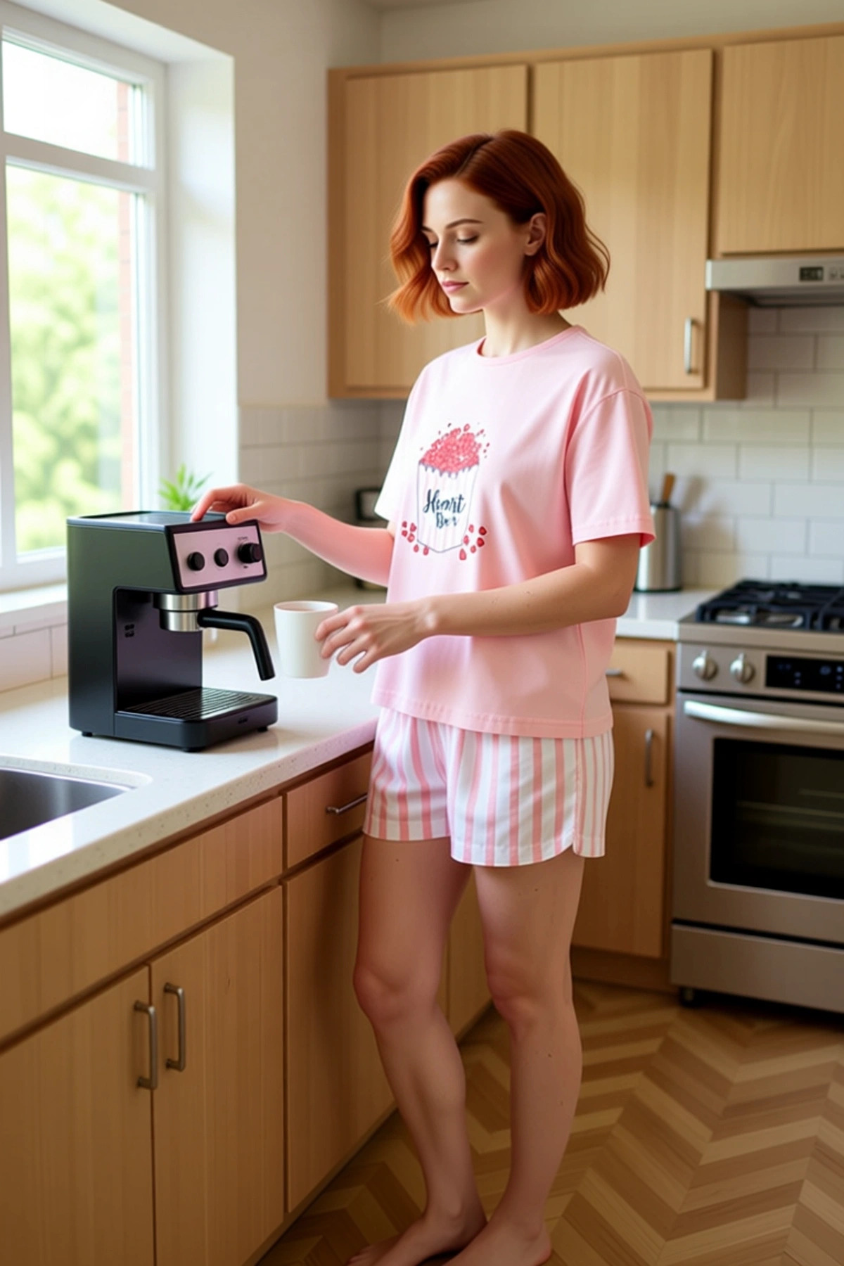Kadın Pamuklu Çizgili Pijama Takımı Kısa Kol Bisiklet Yaka Yazlık Modern Stil Rahat Ve Şık