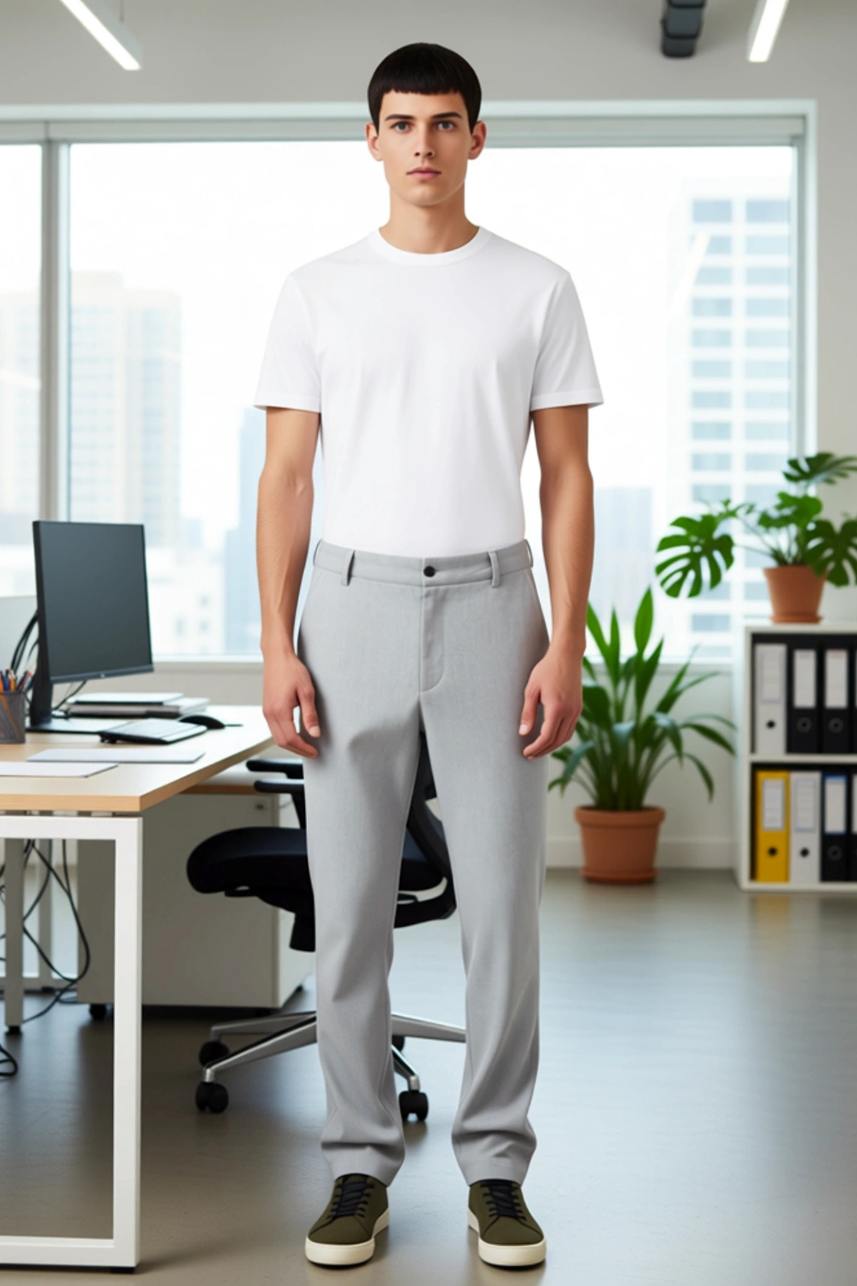 Kadın İçin Açık Slim Fit Kumaş Dokuma Pantolon Beli Bağlama Detaylı Fonksiyonel Dayanıklı Şık