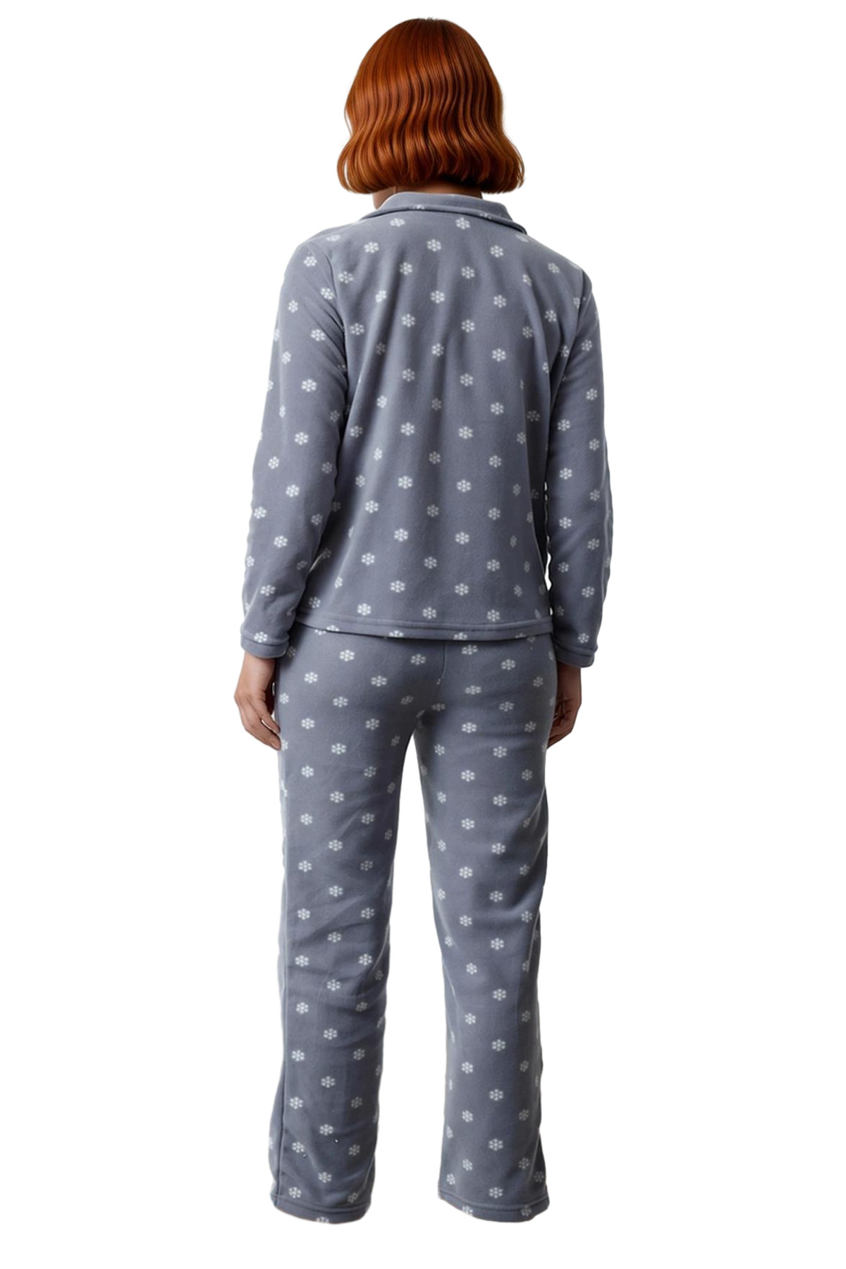 Kadın Kışlık Polar Örme Pijama Takımı Baskılı Desenli Uzun Paça Yüksek Kalite Rahat Ve Şık