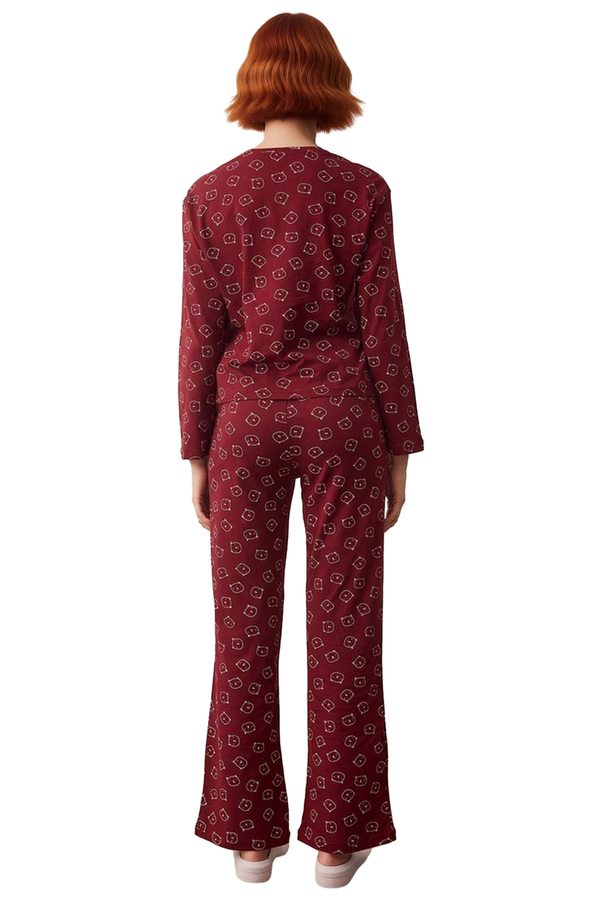 Kadın Ayıcıklı Pamuklu Pijama Takımı Fonksiyonel Dayanıklı Kaliteli Konforlu Estetik Rahat