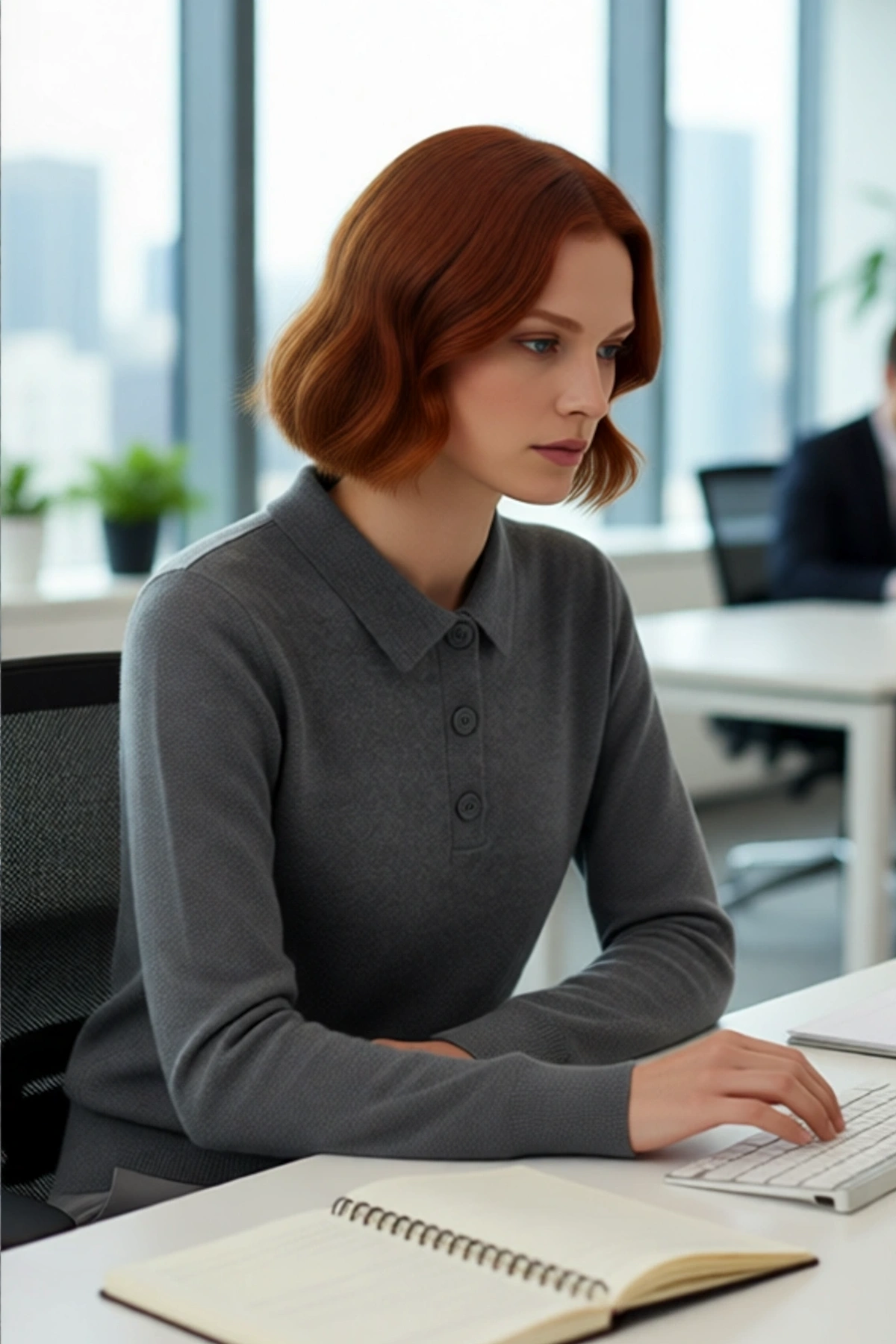 Kadın Regular Kalıp Uzun Kollu Polo Yaka Triko Kazak Kış ve Sonbahar İçin İdeal Basic Model